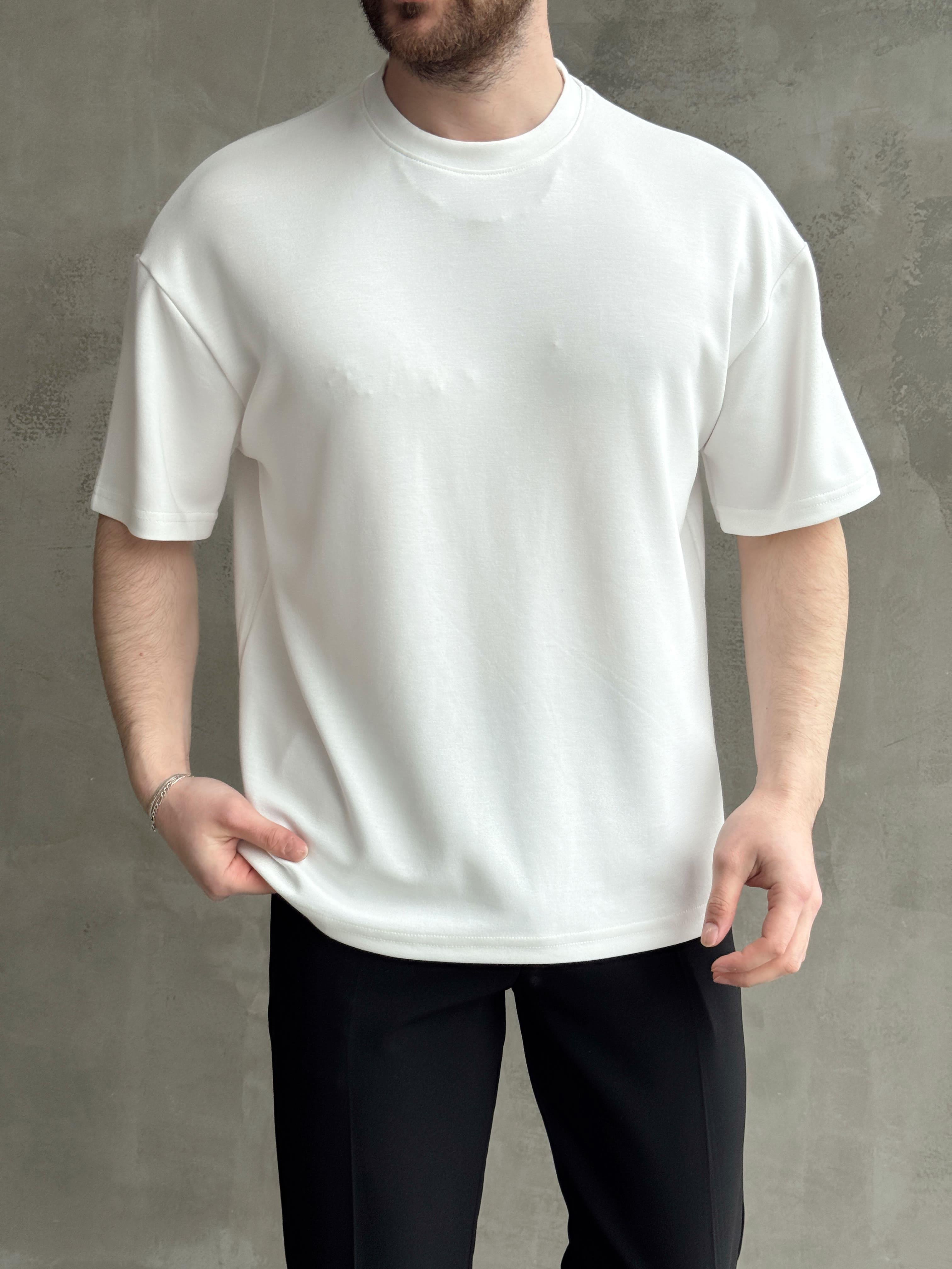 Erkek Premium Kalite Respect Model Bisiklet Yaka Düz Model Oysh Kumaş T-Shirt-Beyaz(E1693)Ketench