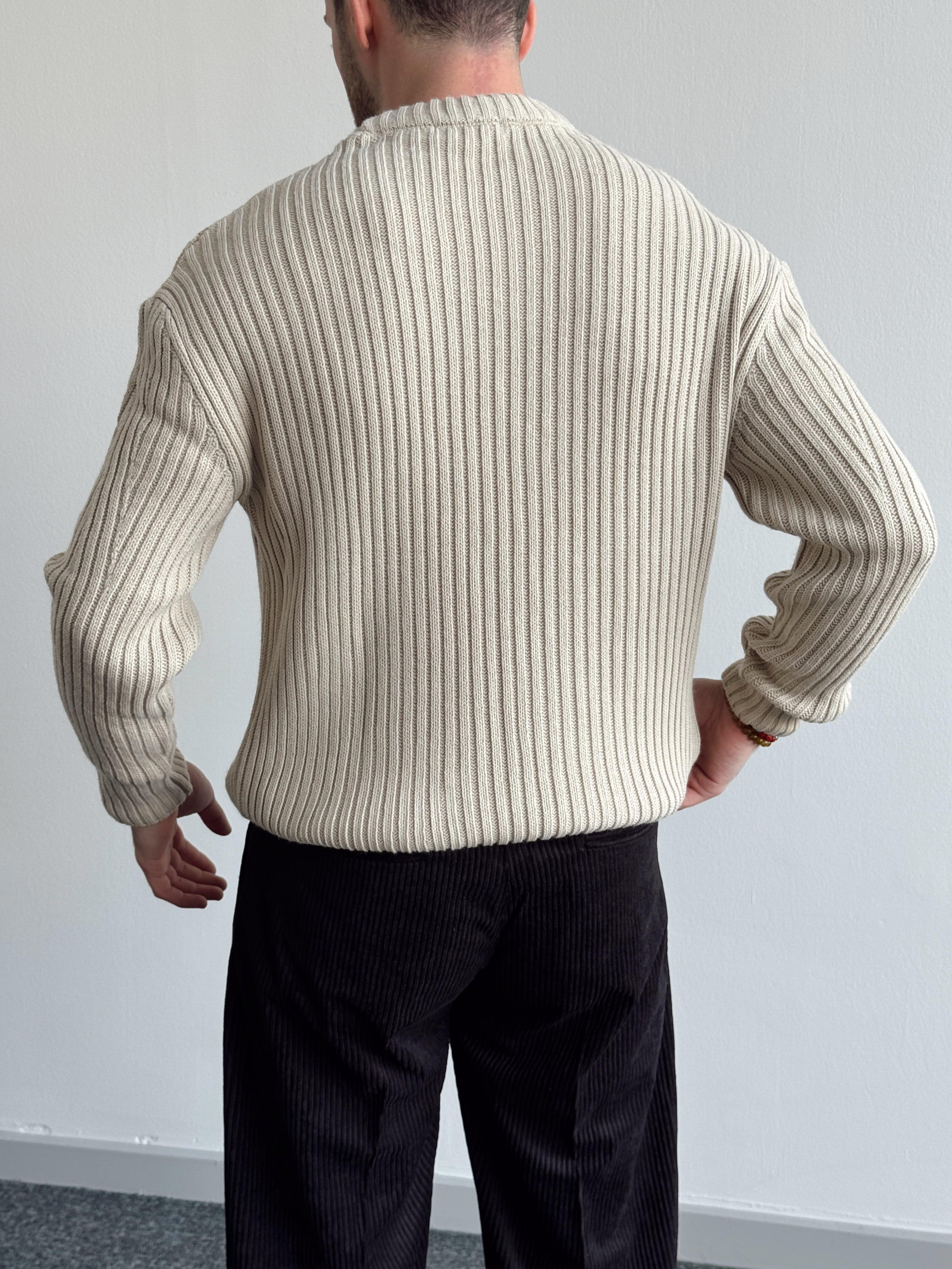 Erkek Premium Kalite Selanik Örgüsü Bisiklet Yaka Oversize Triko Kazak-Taş(E1201)Ketench