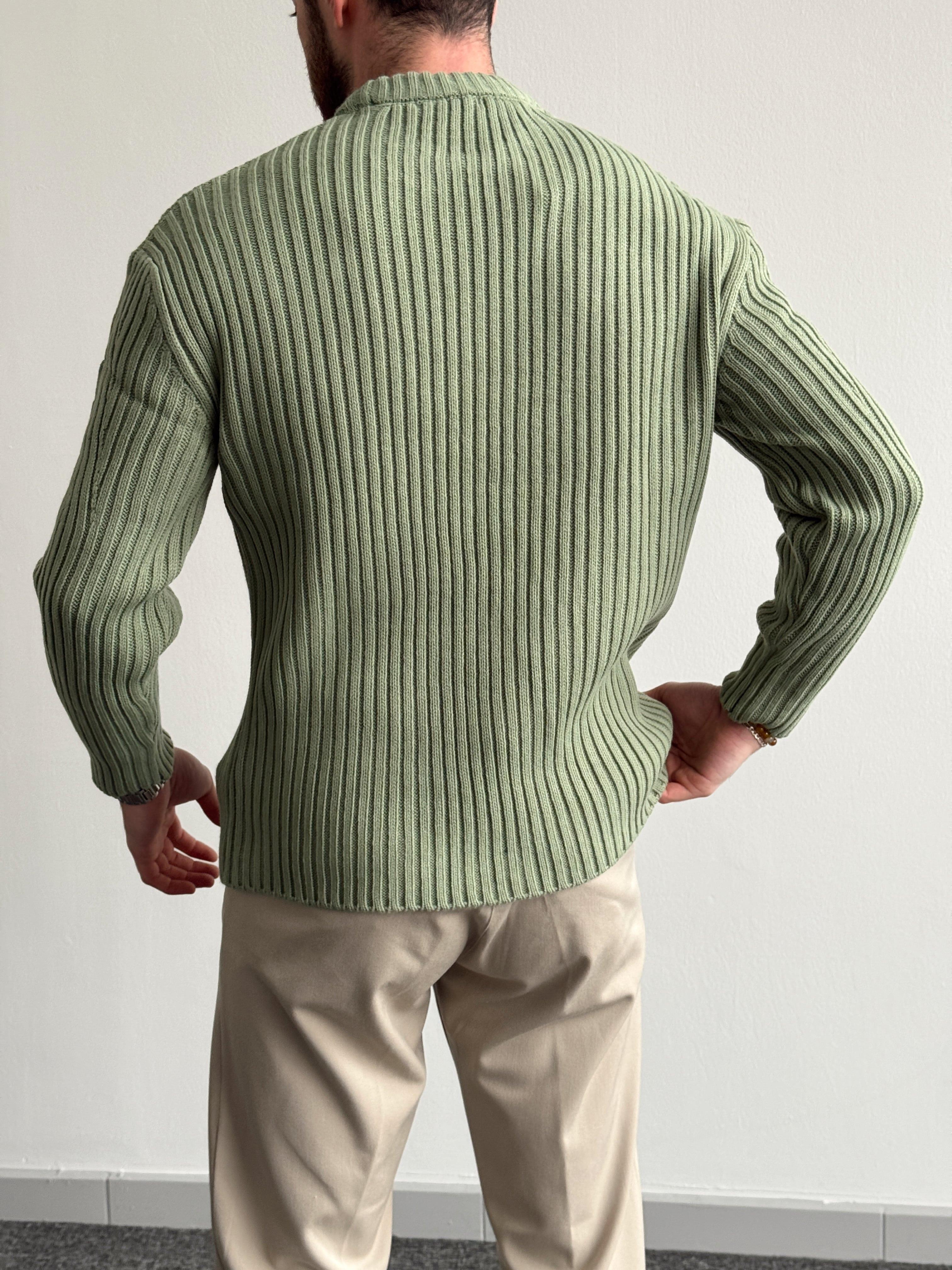 Erkek Premium Kalite Selanik Örgüsü Bisiklet Yaka Oversize Triko Kazak-Mint(E1201)Ketench