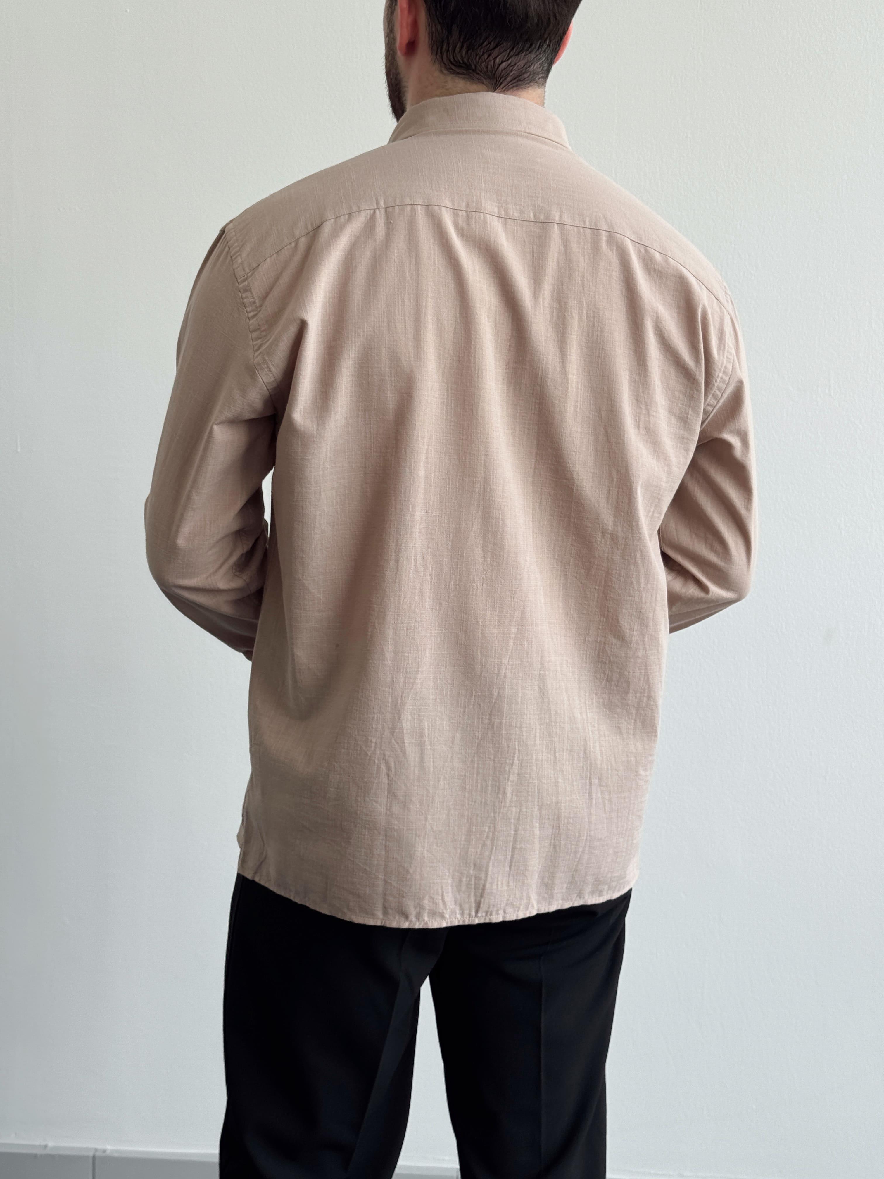 Erkek Premium Model Oversize Kalıp %100 Pamuk Oxford Gömlek-Bej(E1441)Ketench