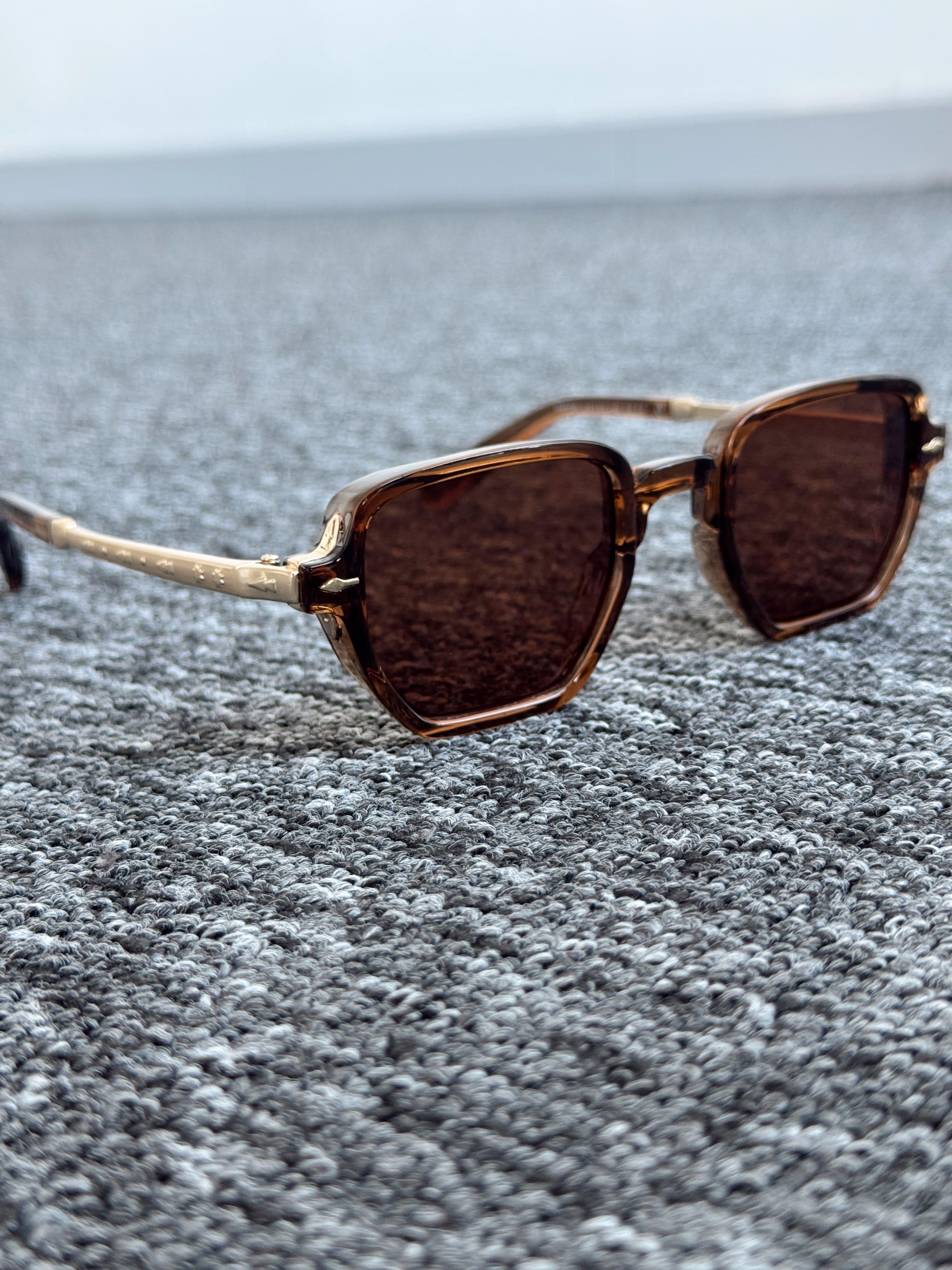 Erkek Premium Yüksek Kalite Polarize Cam Güneş Gözlük-Gold(E1236)Ketench