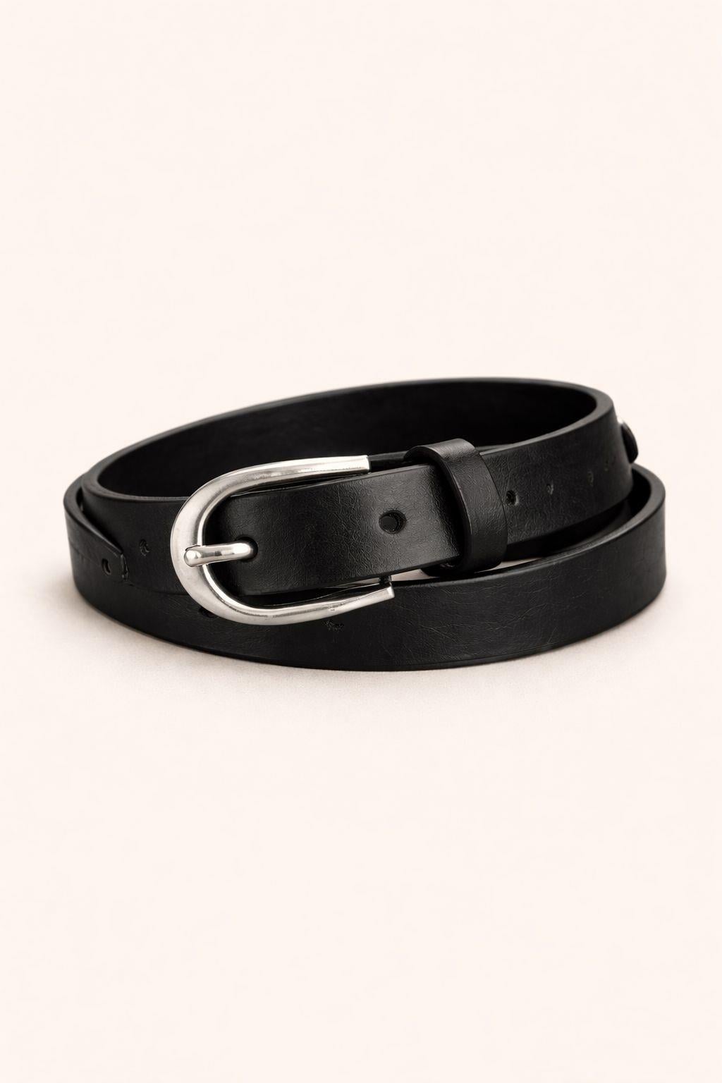 Erkek Suni Deri 2,5 Cm / 115 Cm Klasik Kemer-Siyah(E1297)Ketench