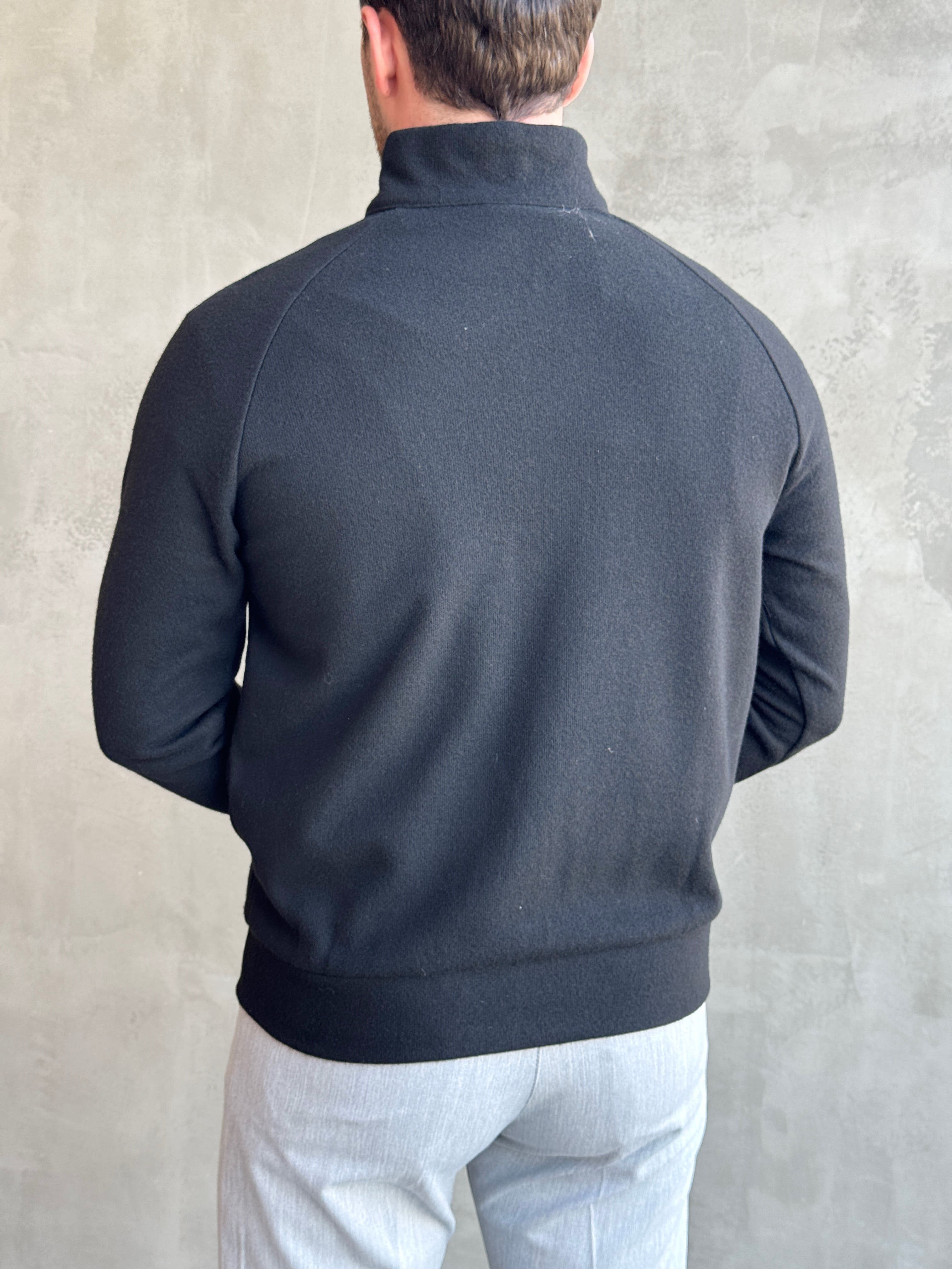 Erkek Trend Model Regular Kalıp Fermuarlı Dik Yaka Triko Hırka-Siyah(E1874)Ketench