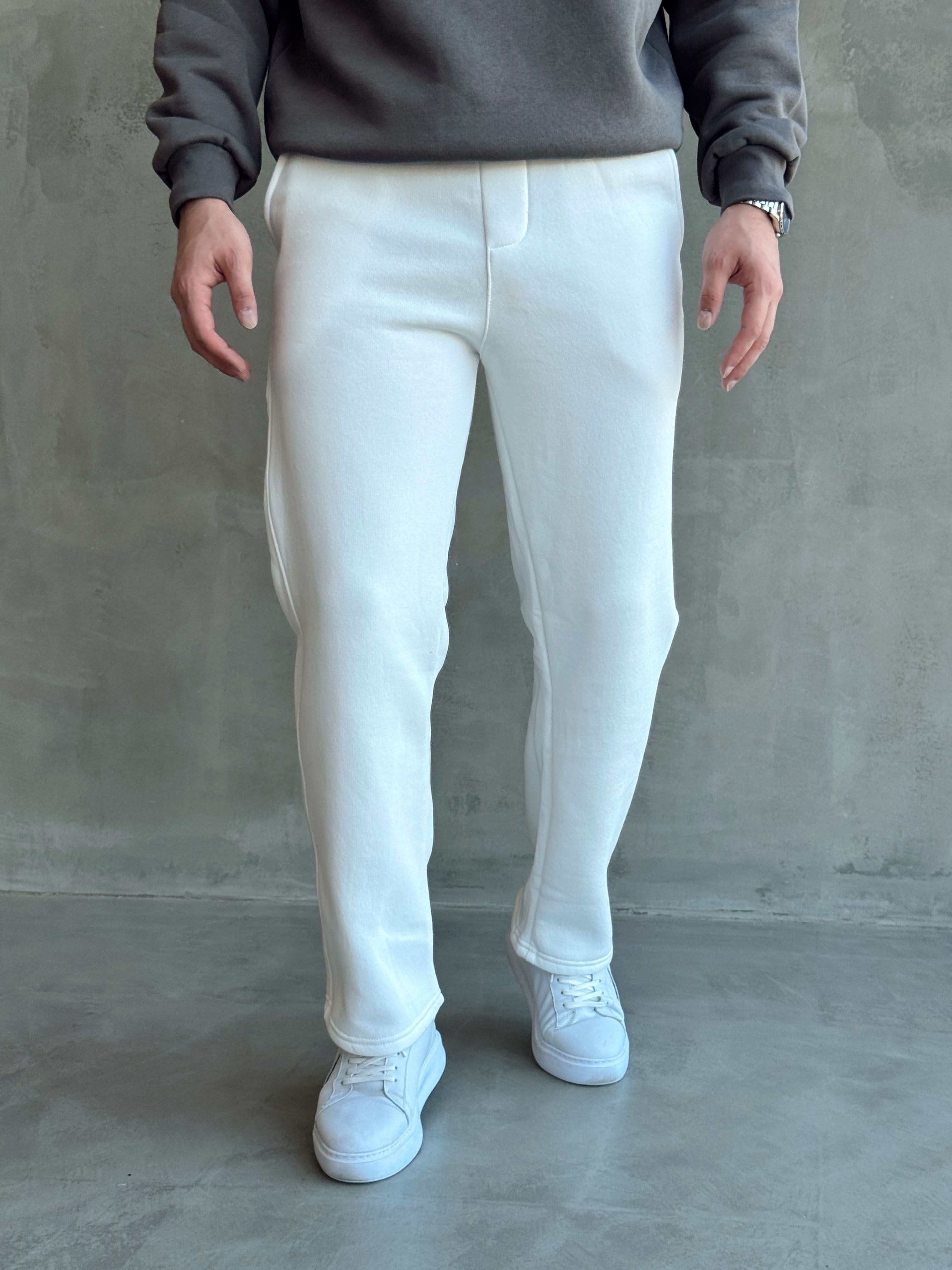 Erkek Yeni Sezon 3 İplik Baggy Kalıp Basic Eşofman-Beyaz(E1803)Ketench