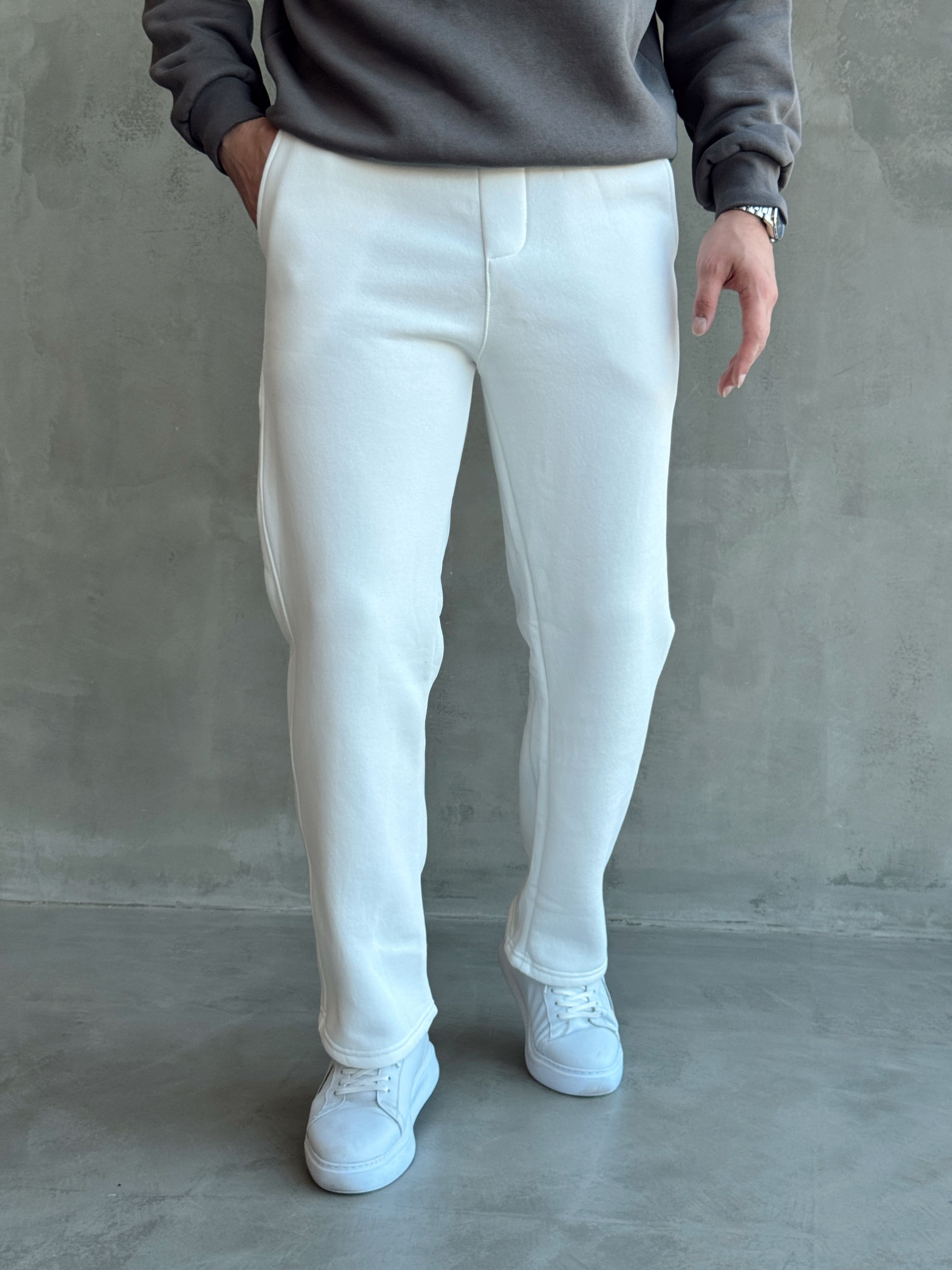 Erkek Yeni Sezon 3 İplik Baggy Kalıp Basic Eşofman-Beyaz(E1803)Ketench