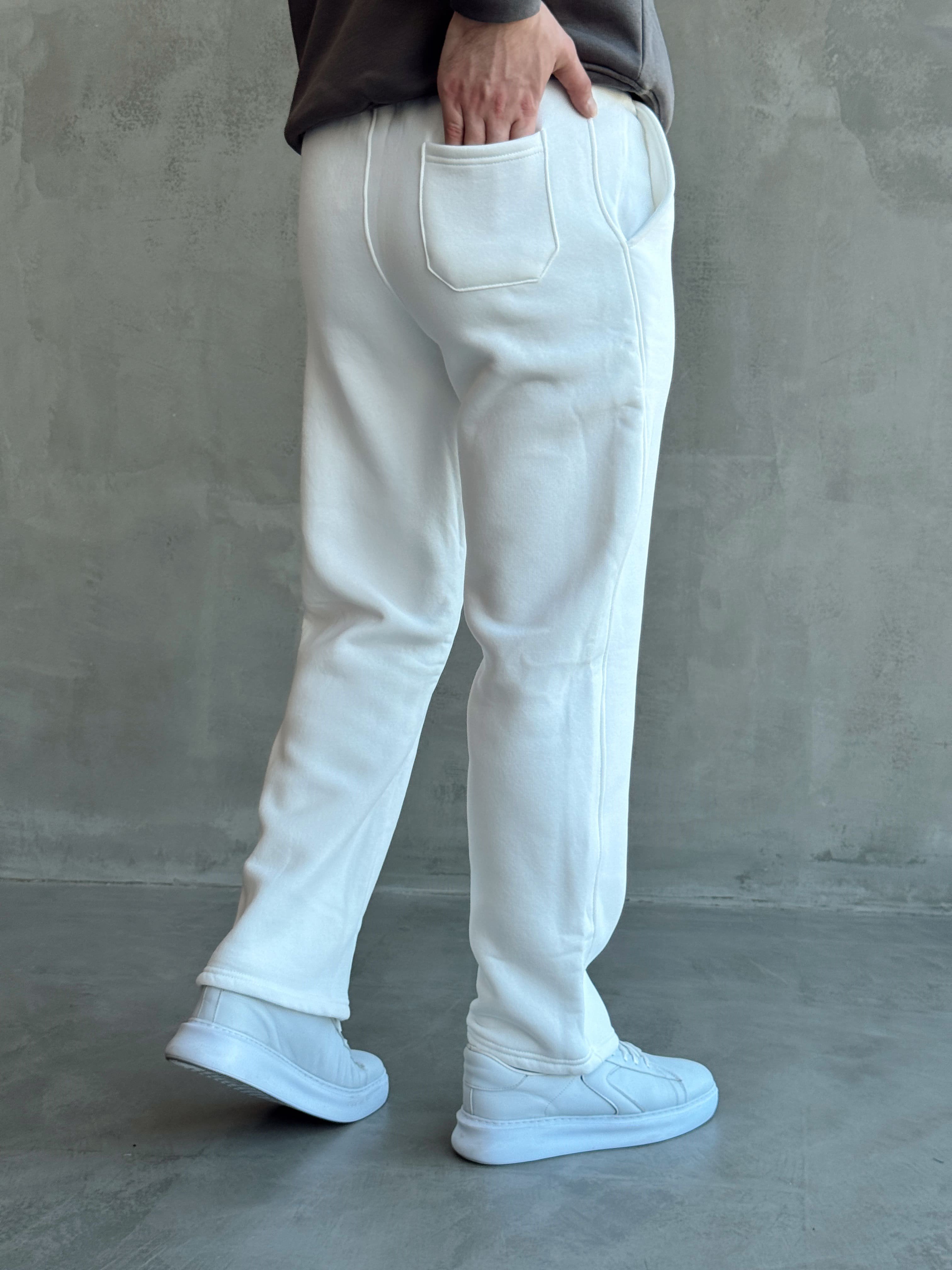 Erkek Yeni Sezon 3 İplik Baggy Kalıp Basic Eşofman-Beyaz(E1803)Ketench