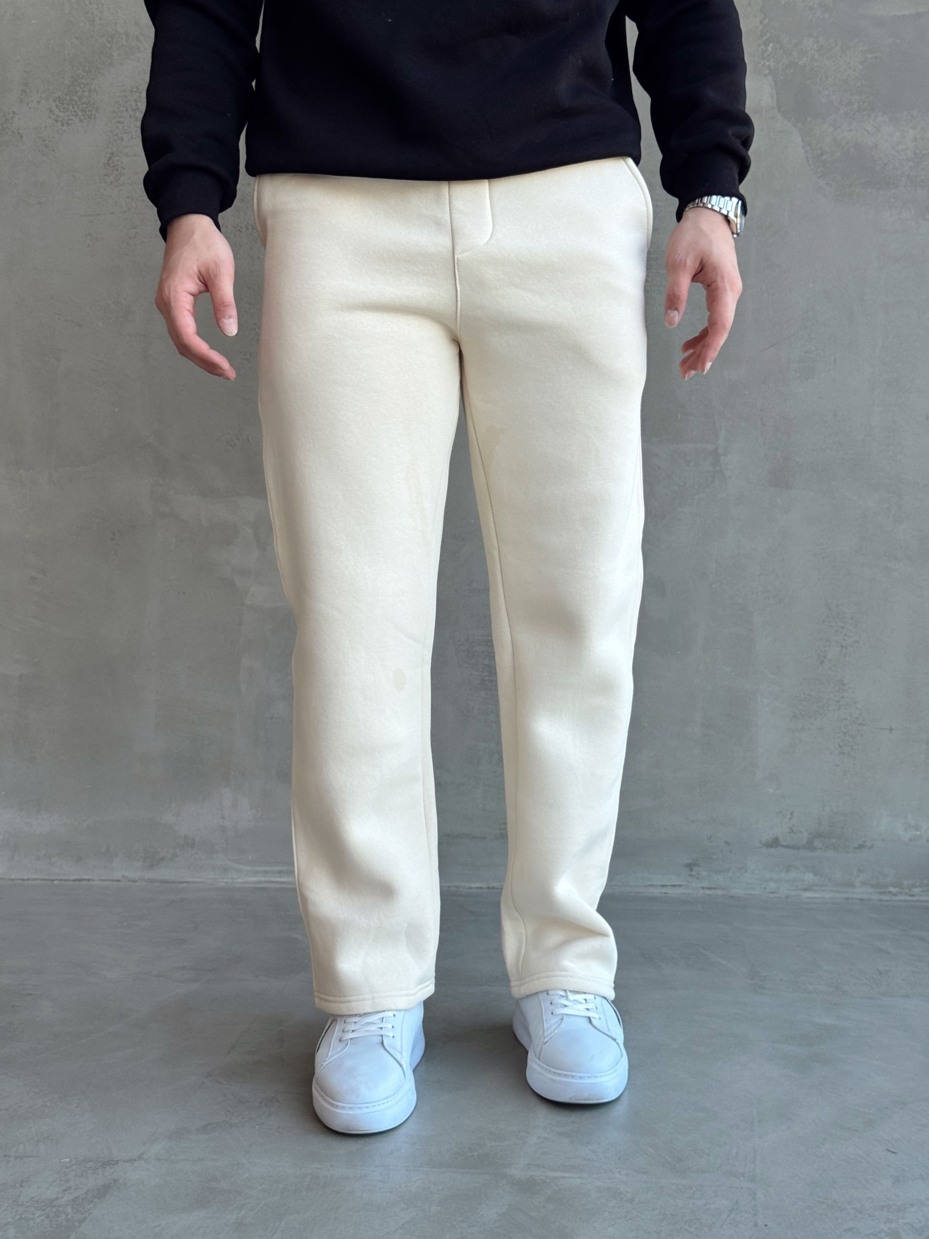 Erkek Yeni Sezon 3 İplik Baggy Kalıp Basic Eşofman-Bej(E1803)Ketench