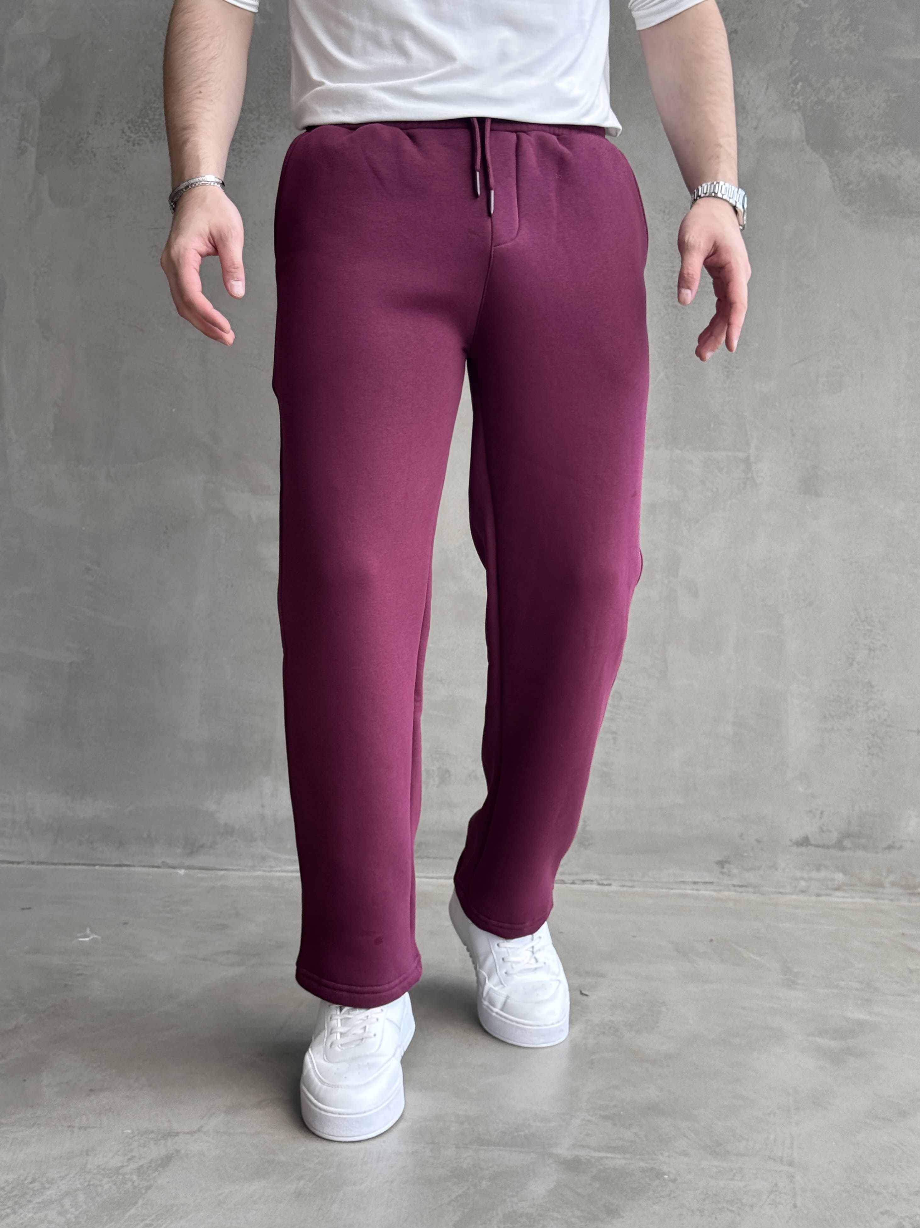 Erkek Yeni Sezon 3 İplik Baggy Kalıp Basic Eşofman-Bordo(E1803)Ketench