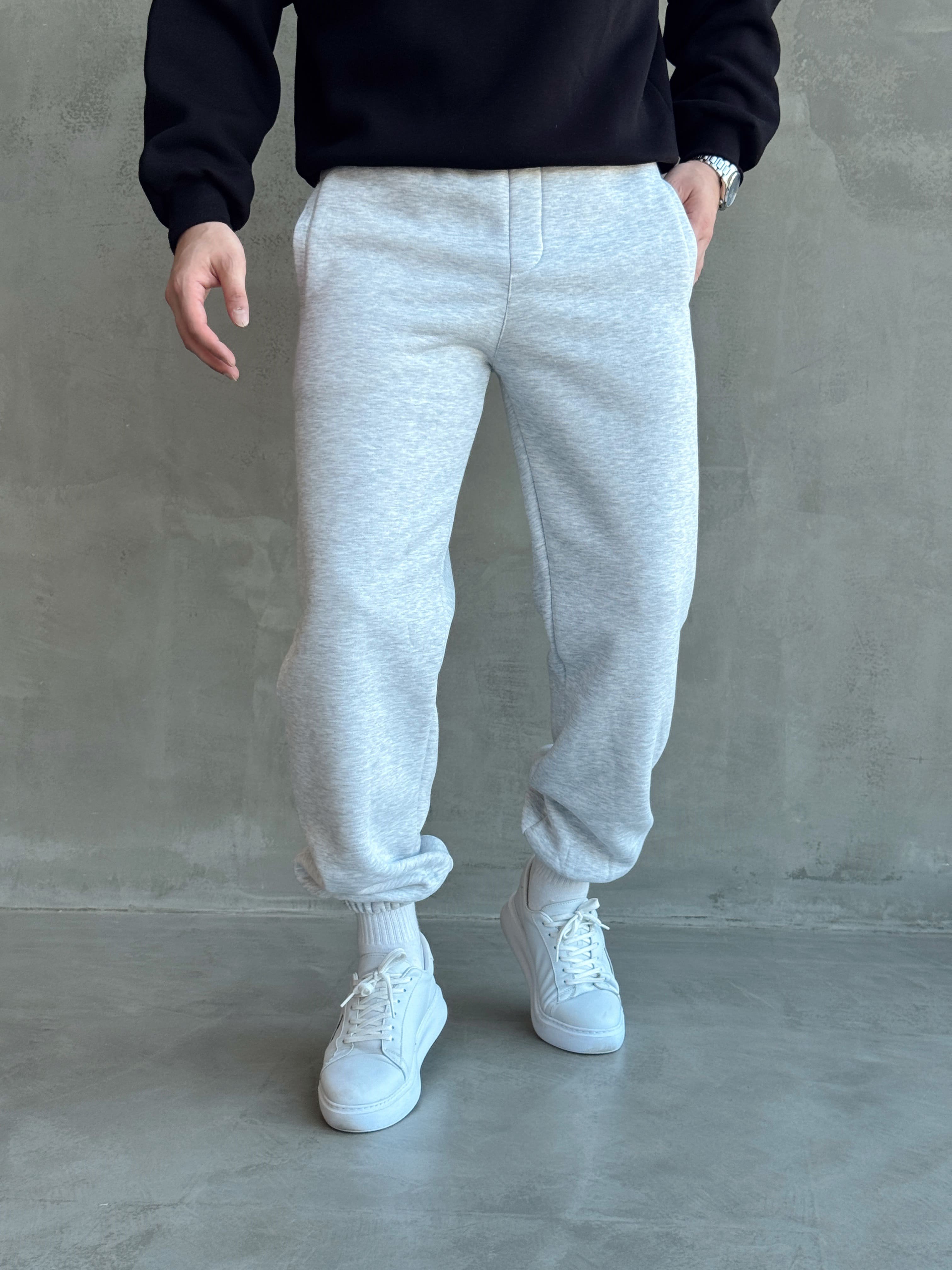 Erkek Yeni Sezon 3 İplik Geniş Kalıp Jogger Basic Eşofman-Melange(E1804)Ketench