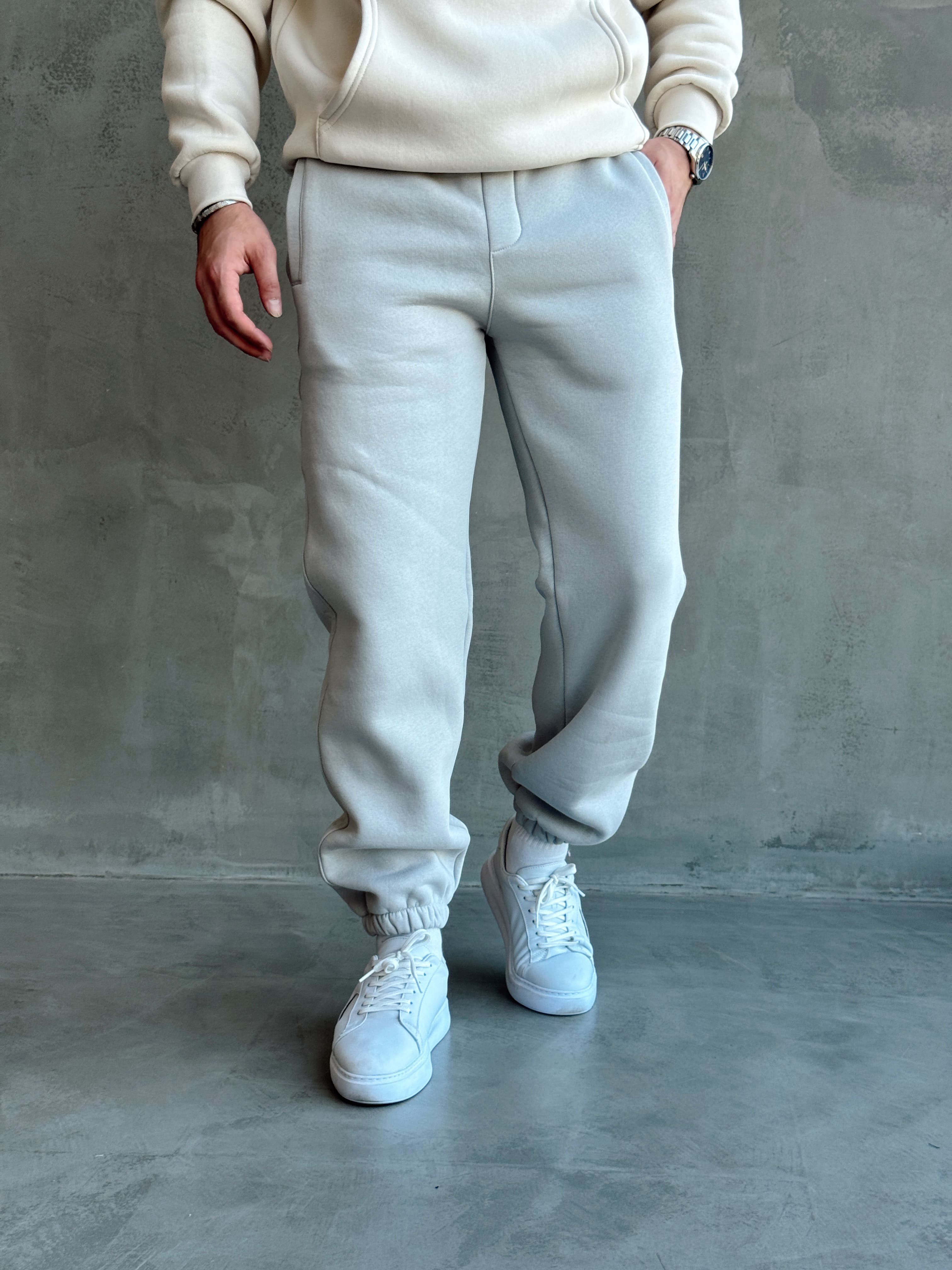 Erkek Yeni Sezon 3 İplik Geniş Kalıp Jogger Basic Eşofman-Gri(E1804)Ketench