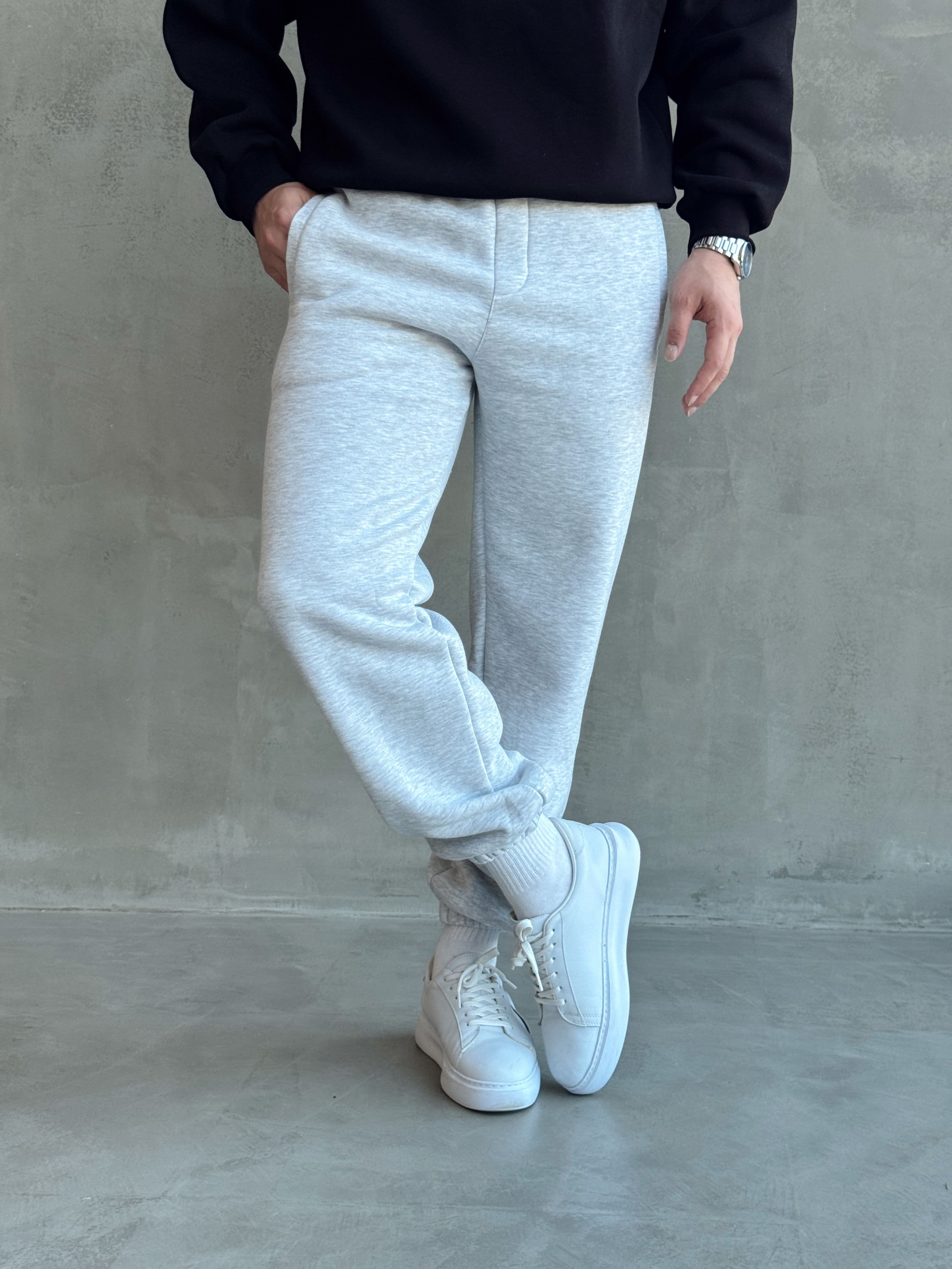 Erkek Yeni Sezon 3 İplik Geniş Kalıp Jogger Basic Eşofman-Melange(E1804)Ketench