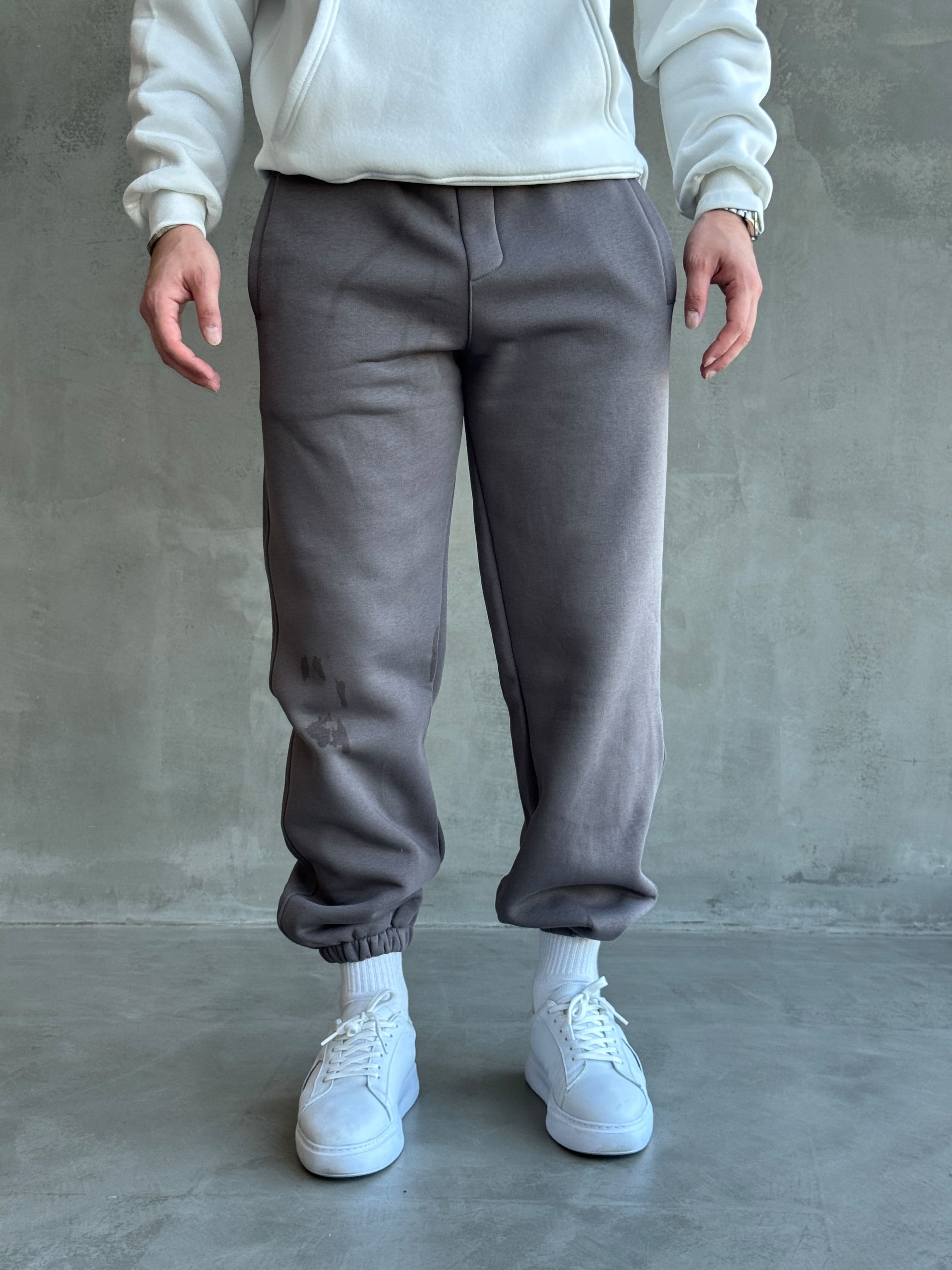 Erkek Yeni Sezon 3 İplik Geniş Kalıp Jogger Basic Eşofman-Antrasit(E1804)Ketench