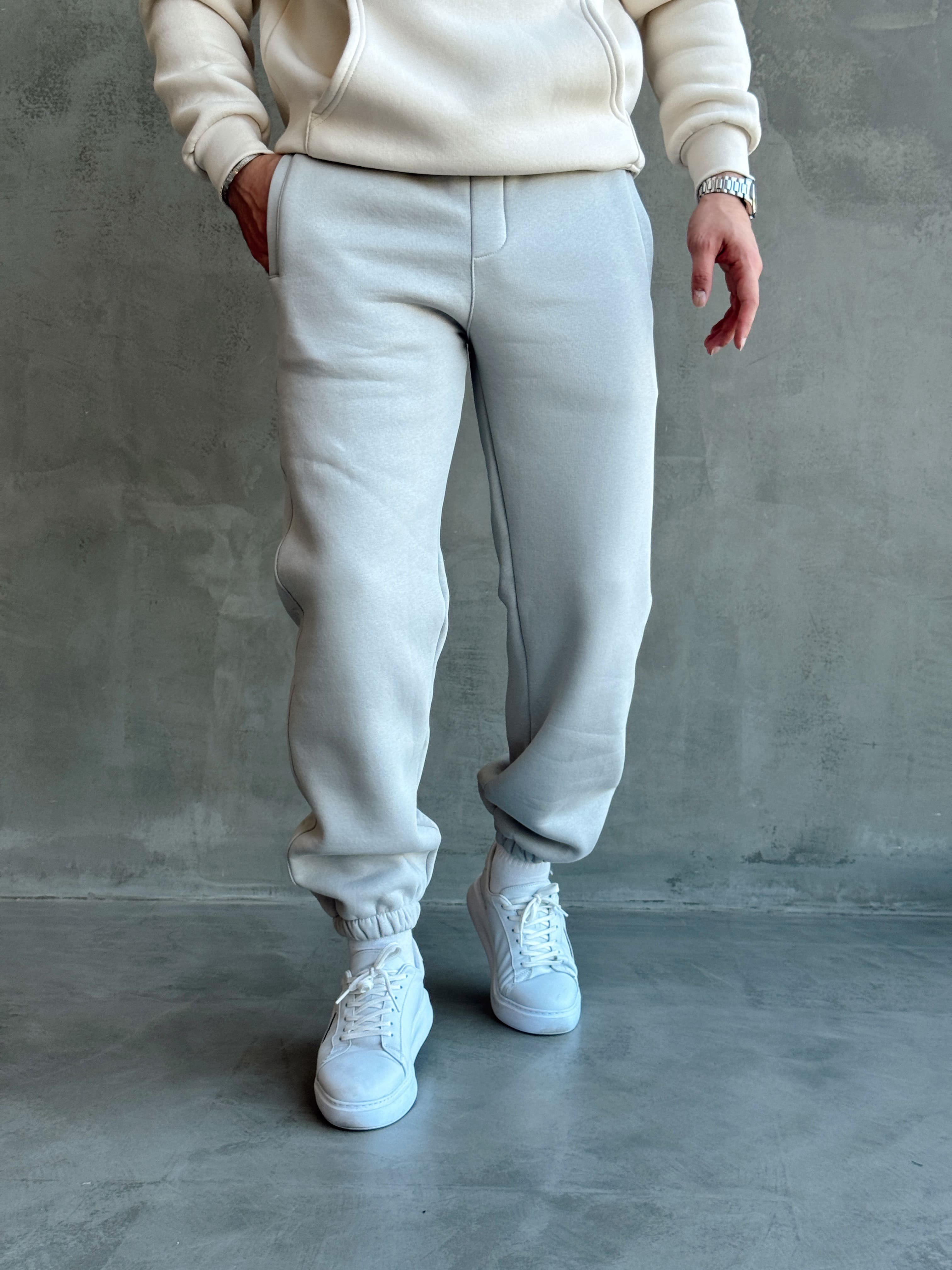 Erkek Yeni Sezon 3 İplik Geniş Kalıp Jogger Basic Eşofman-Gri(E1804)Ketench