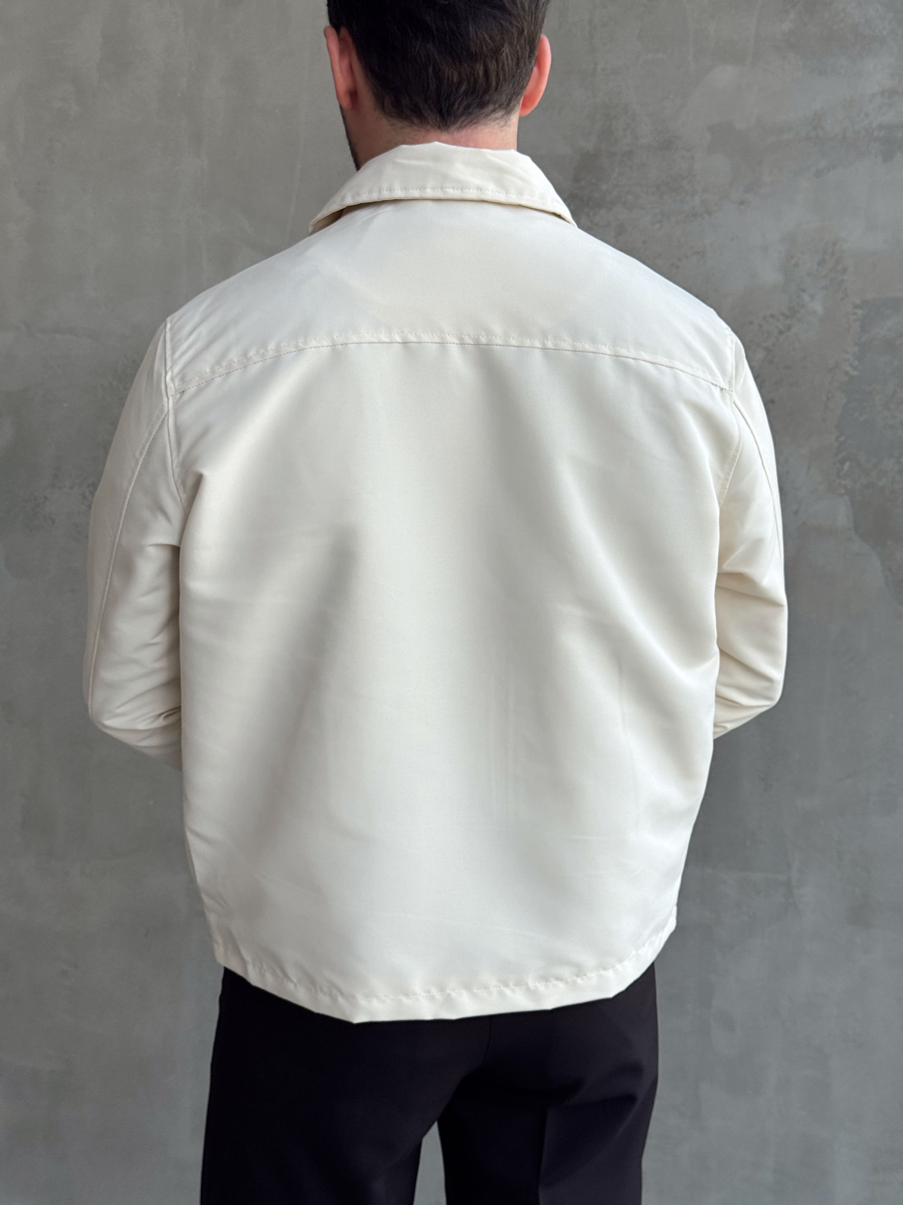 Erkek Yeni Sezon Oversize Kalıp İçi Astarlı Gabardin Kumaş Ceket-Bej(E1795)Ketench
