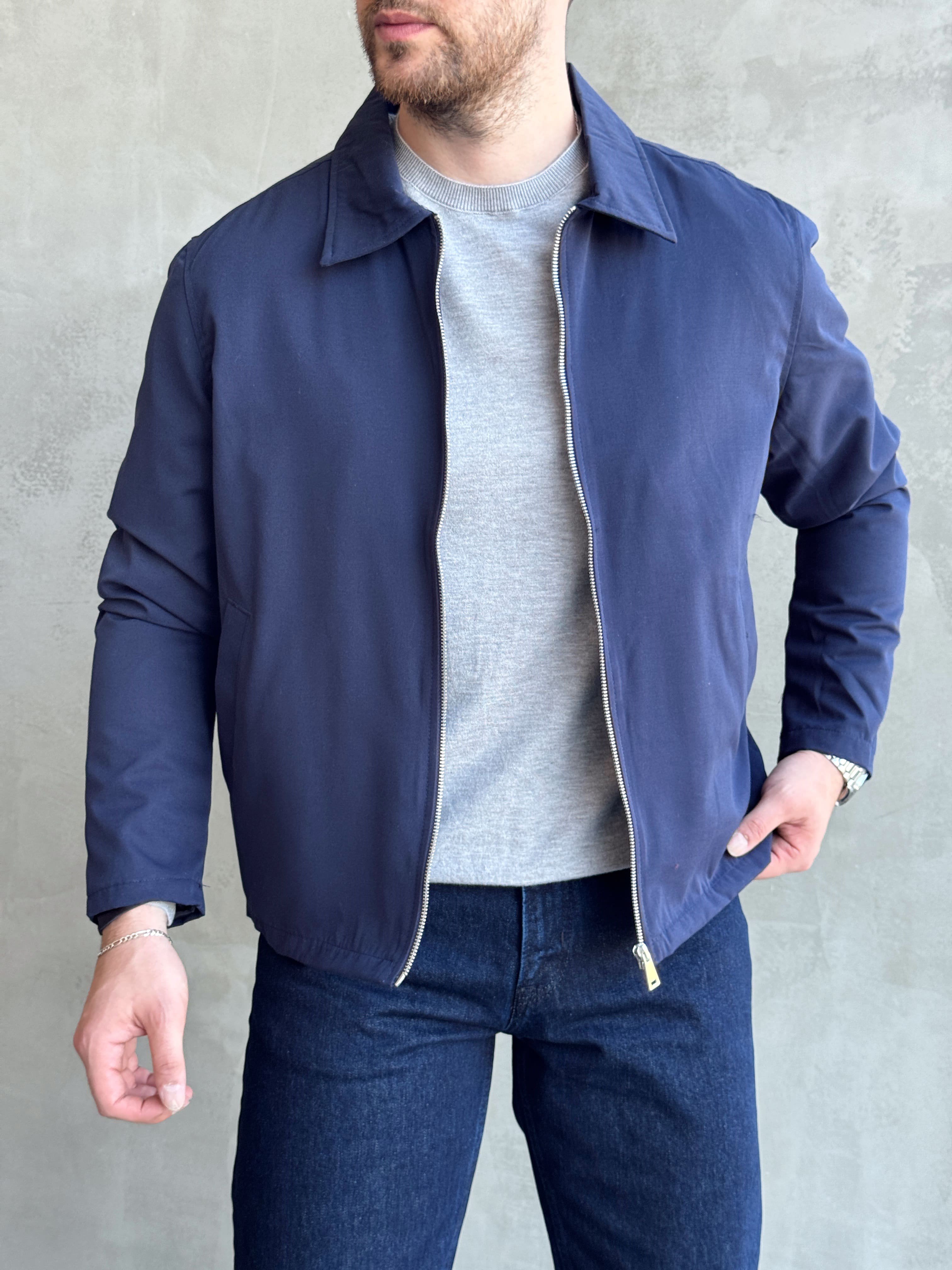 Erkek Yeni Sezon Oversize Kalıp İçi Astarlı Gabardin Kumaş Ceket-Lacivert(E1795)Ketench
