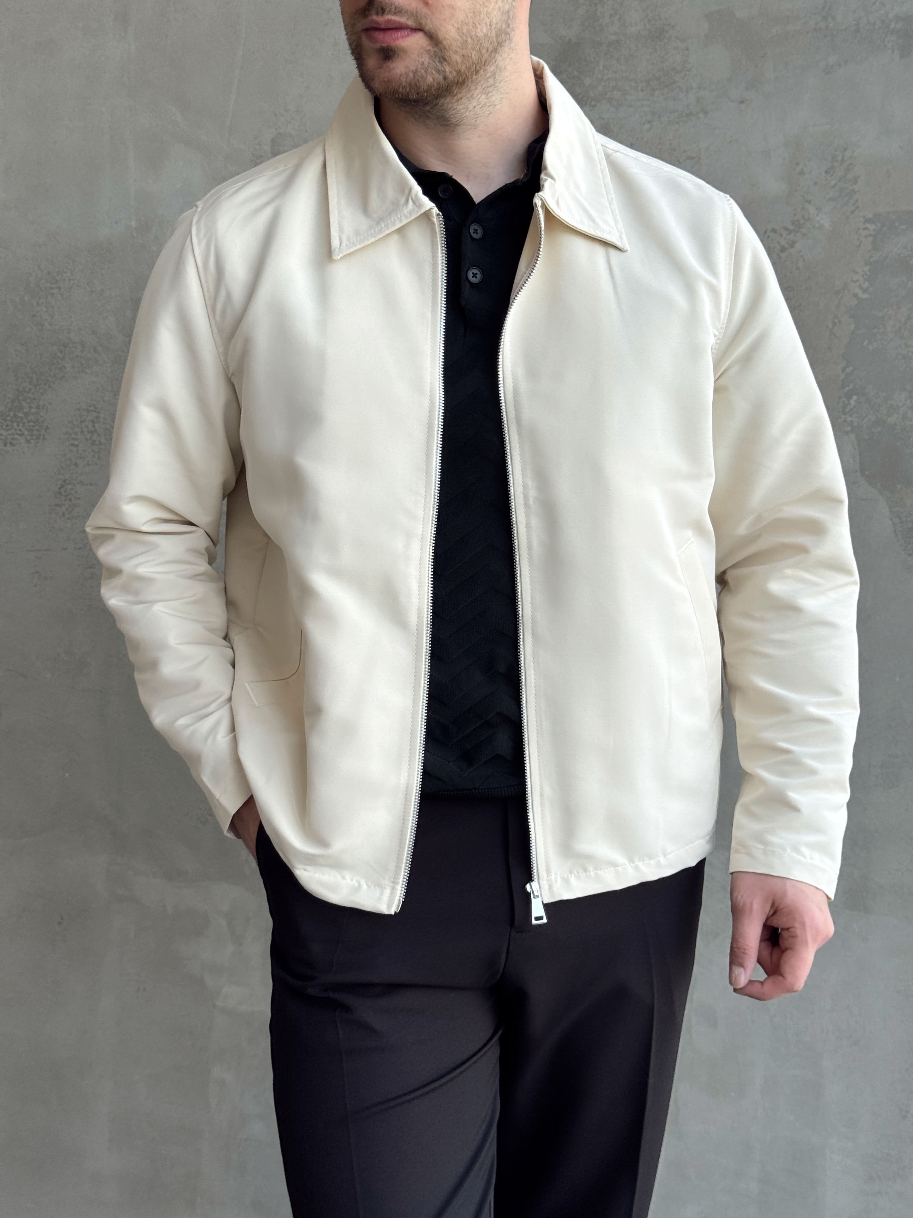 Erkek Yeni Sezon Oversize Kalıp İçi Astarlı Gabardin Kumaş Ceket-Bej(E1795)Ketench