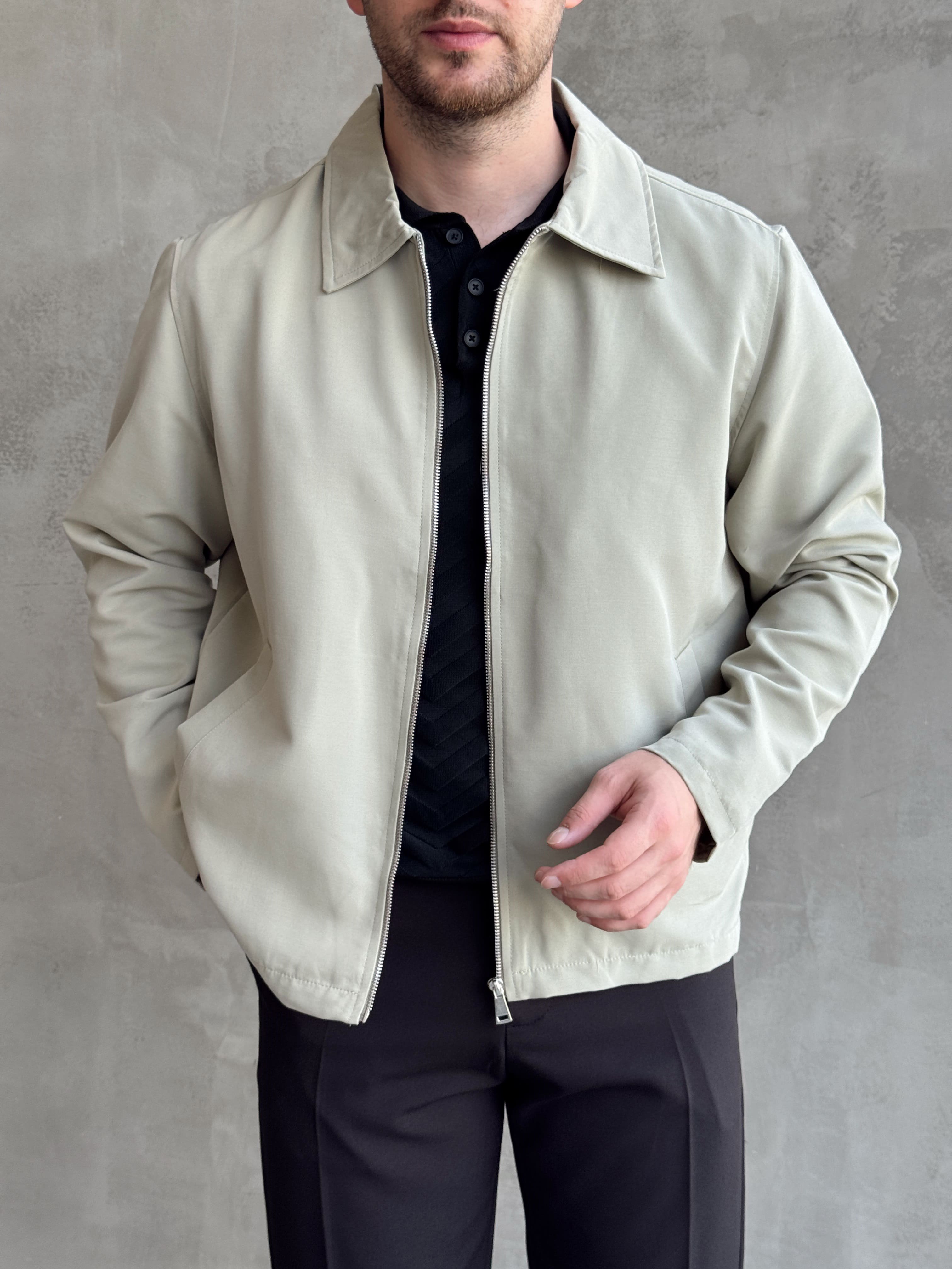 Erkek Yeni Sezon Oversize Kalıp İçi Astarlı Gabardin Kumaş Ceket-Çağla(E1795)Ketench