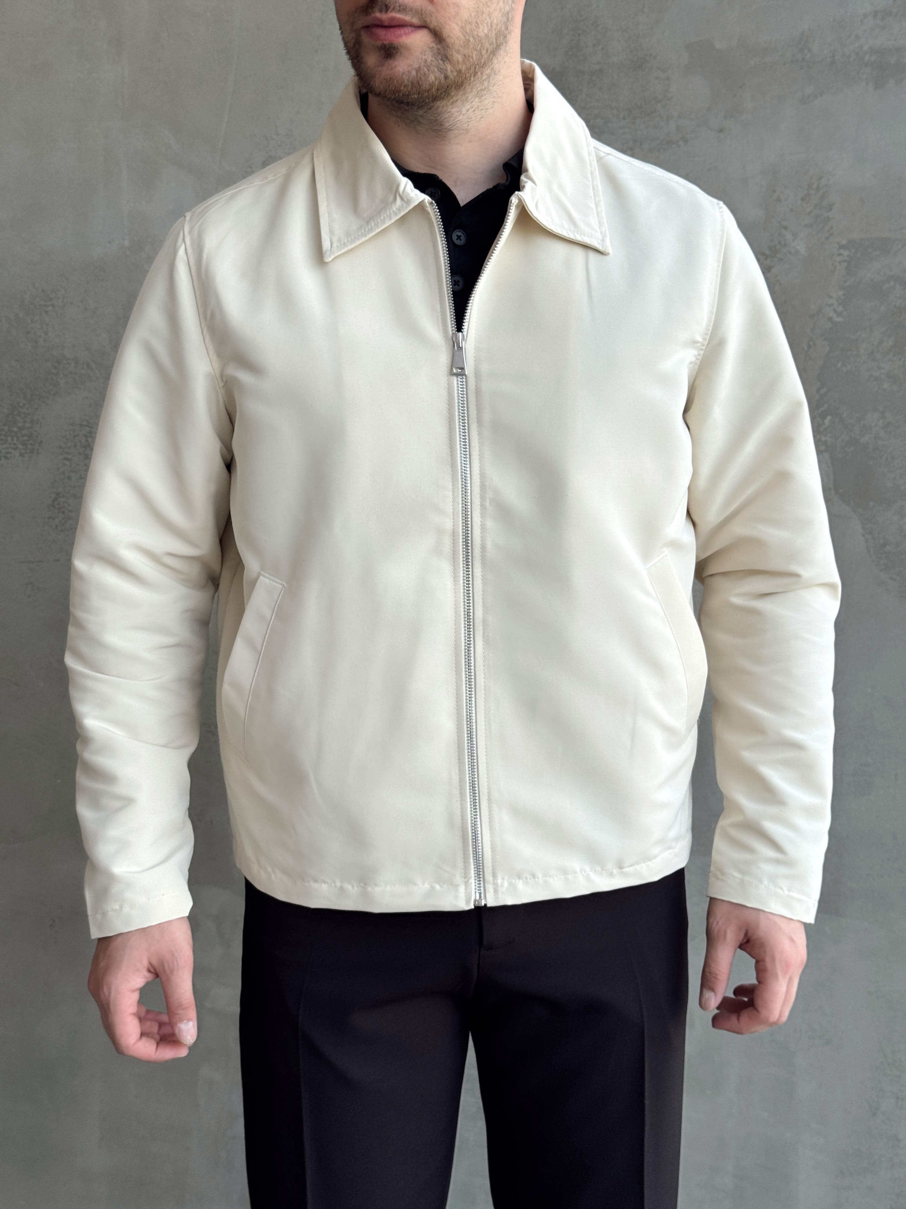 Erkek Yeni Sezon Oversize Kalıp İçi Astarlı Gabardin Kumaş Ceket-Bej(E1795)Ketench