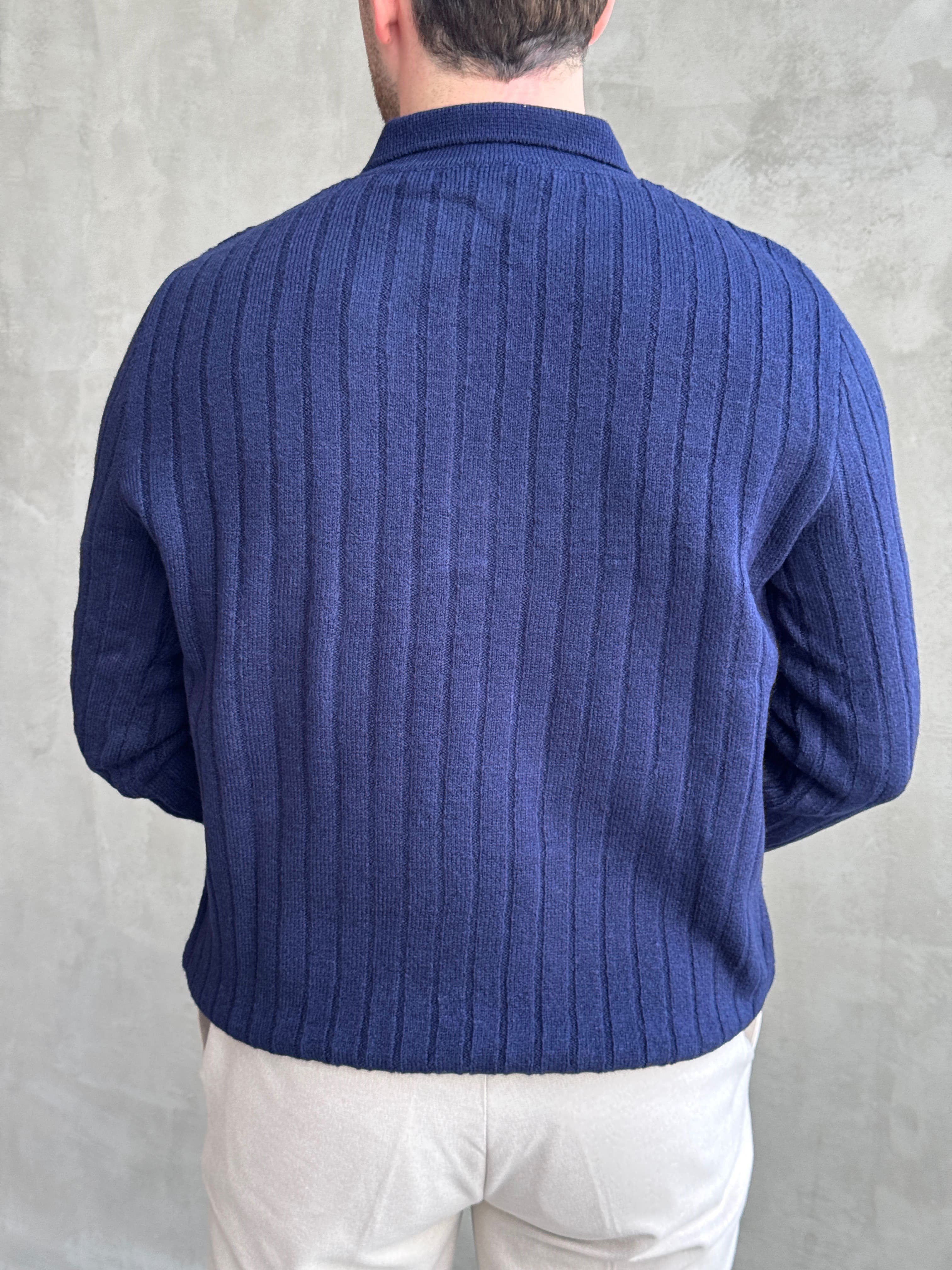 Erkek Yeni Sezon Regular Fit Düğme Detaylı Polo Yaka Triko Kazak-Lacivert(E1833)Ketench