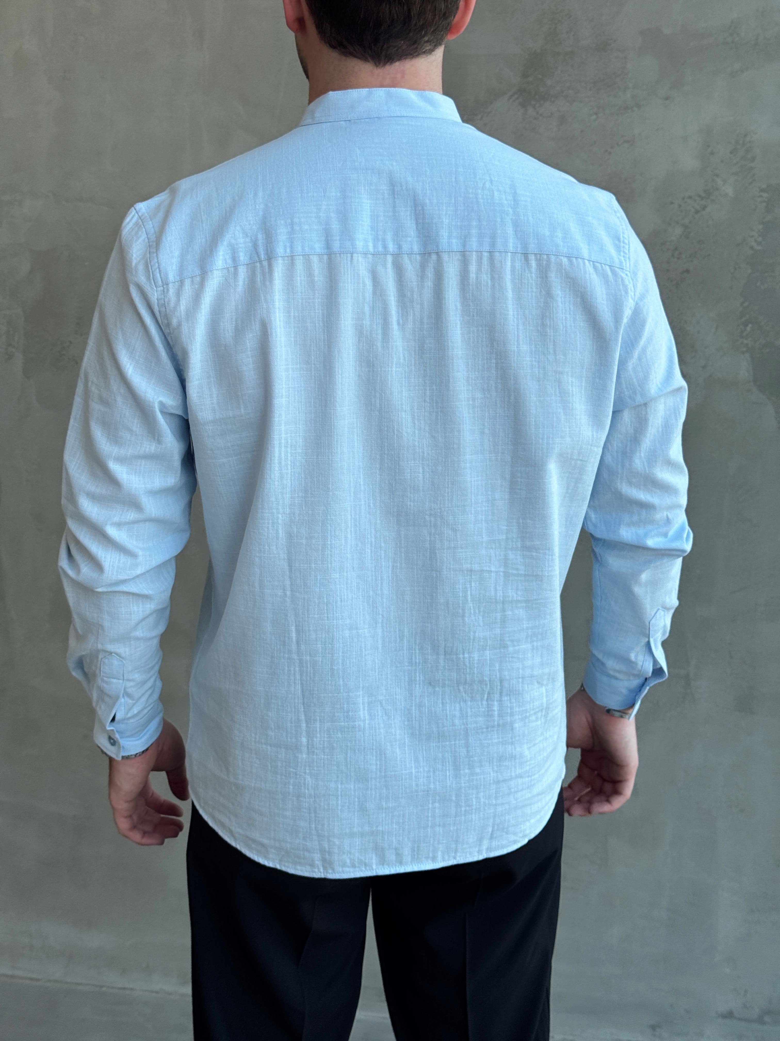 Erkek Yeni Sezon Regular Fit Hakim Yaka %100 Pamuk Klasik Gömlek-Bebe Mavi(E1757)Ketench