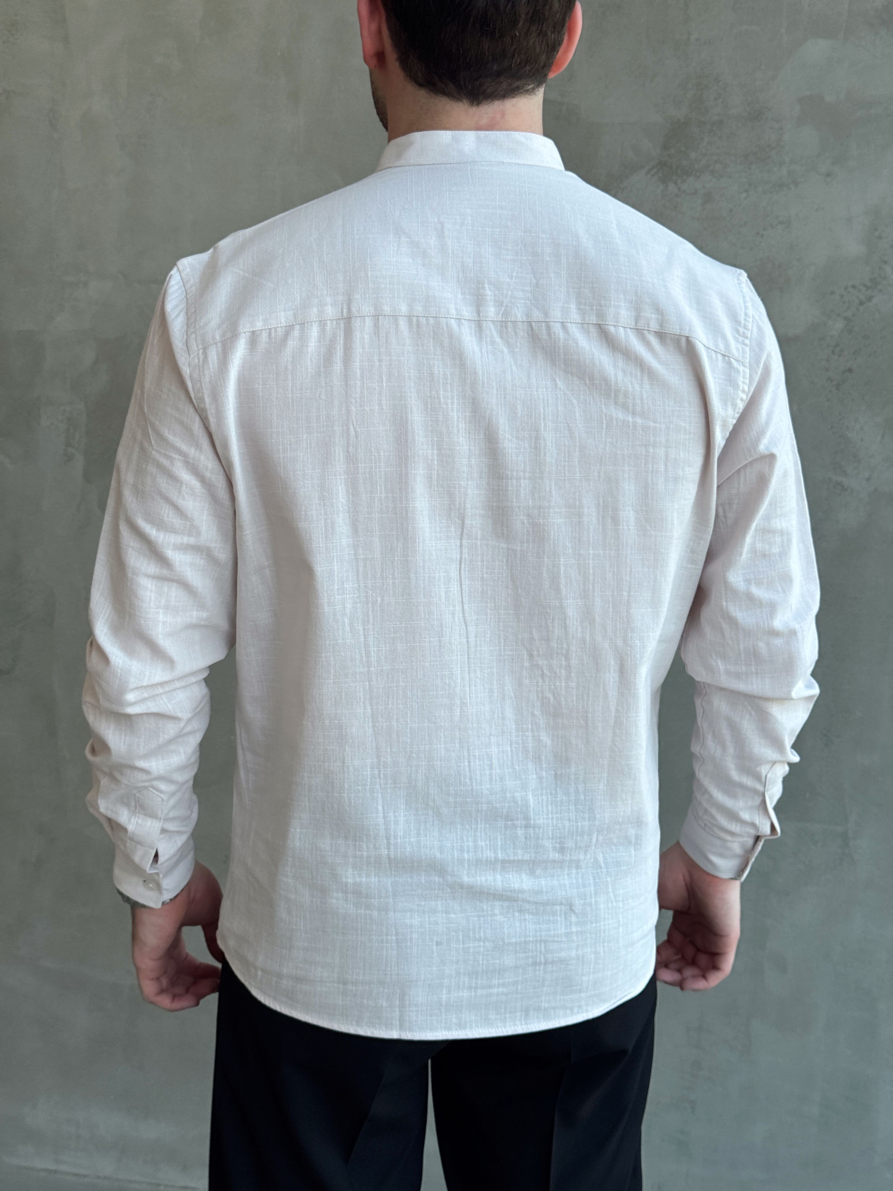 Erkek Yeni Sezon Regular Fit Hakim Yaka %100 Pamuk Klasik Gömlek-Bej(E1757)Ketench