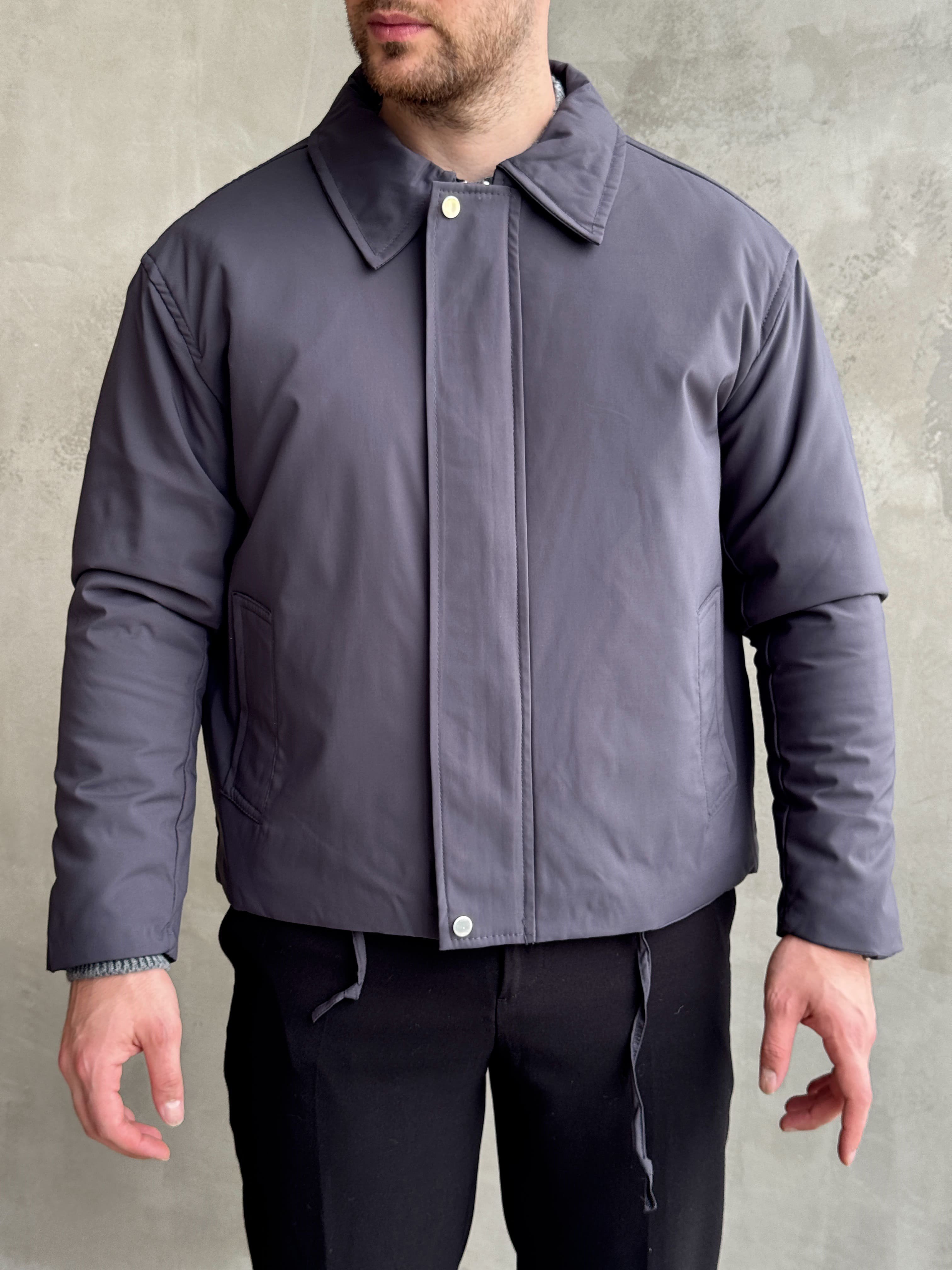 Erkek Yeni Sezon Regular Fit İçi Astarlı Elyaf Dolgulu Dokuma Kumaş Ceket-Antrasit(E1798)Ketench