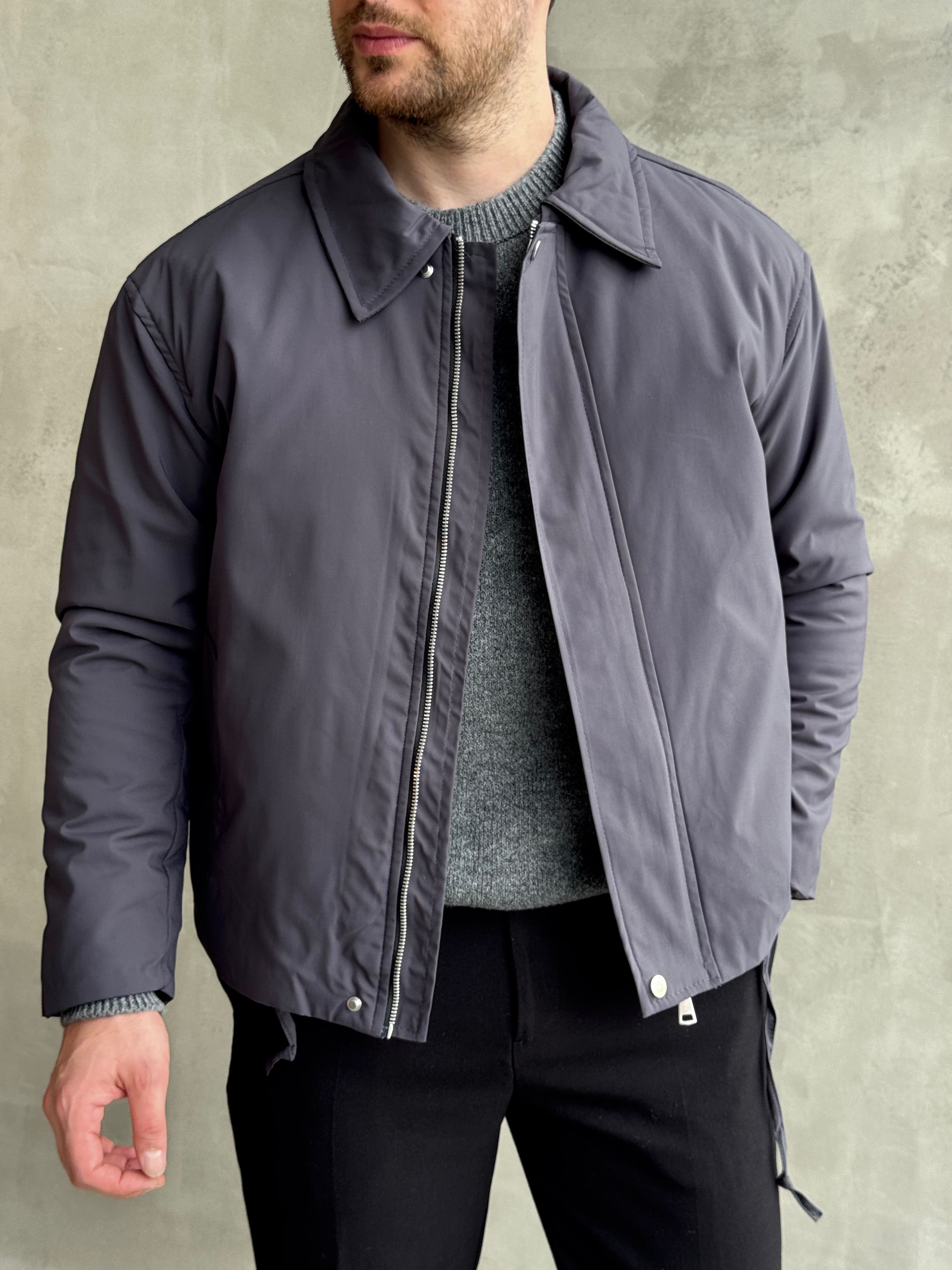 Erkek Yeni Sezon Regular Fit İçi Astarlı Elyaf Dolgulu Dokuma Kumaş Ceket-Antrasit(E1798)Ketench