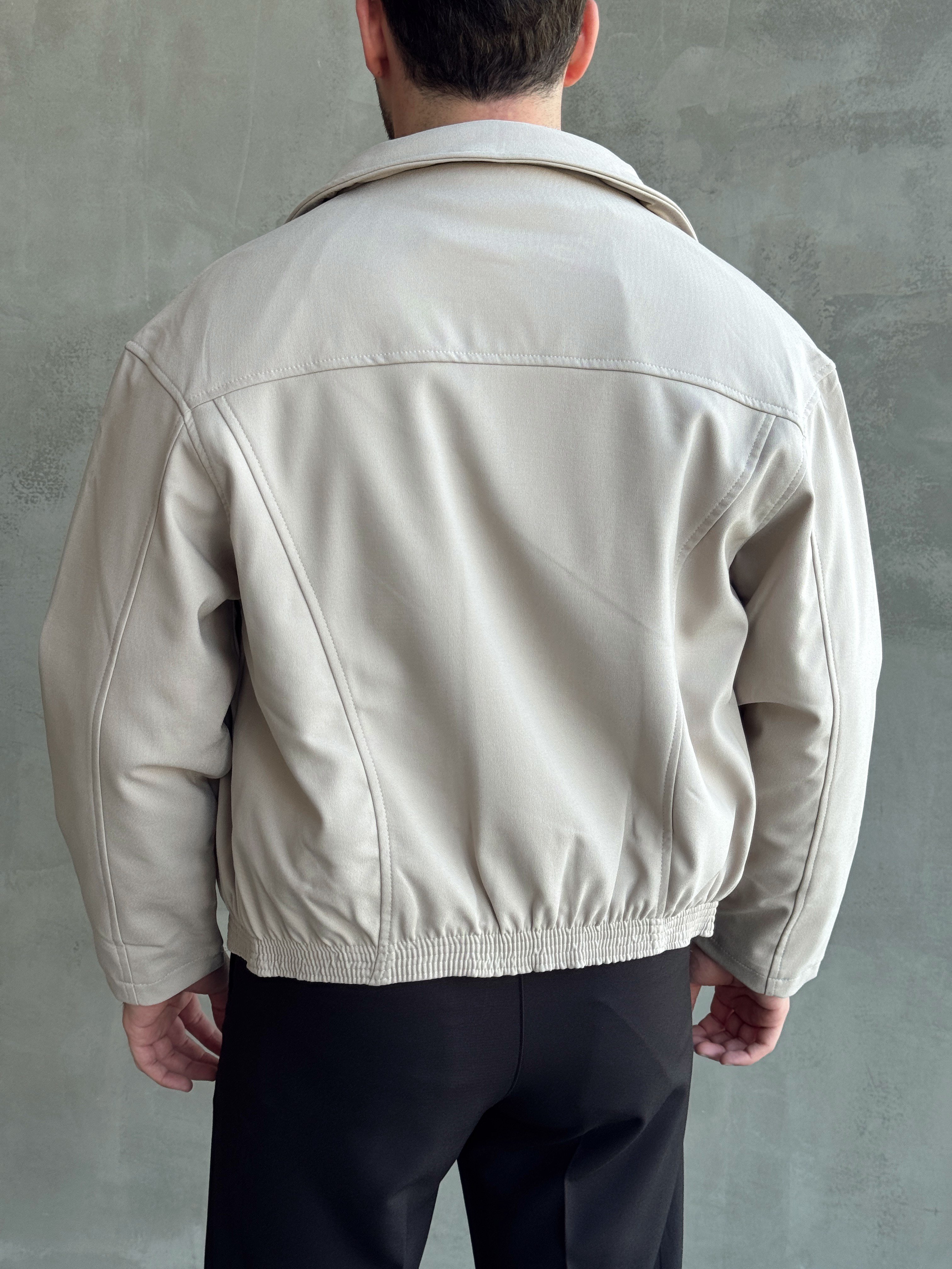 Erkek Yeni Sezon Regular Fit Kesim İçi Astarlı Beli Lastik Detay Gabardin Kumaş Ceket-Bej(E1801)Ketench