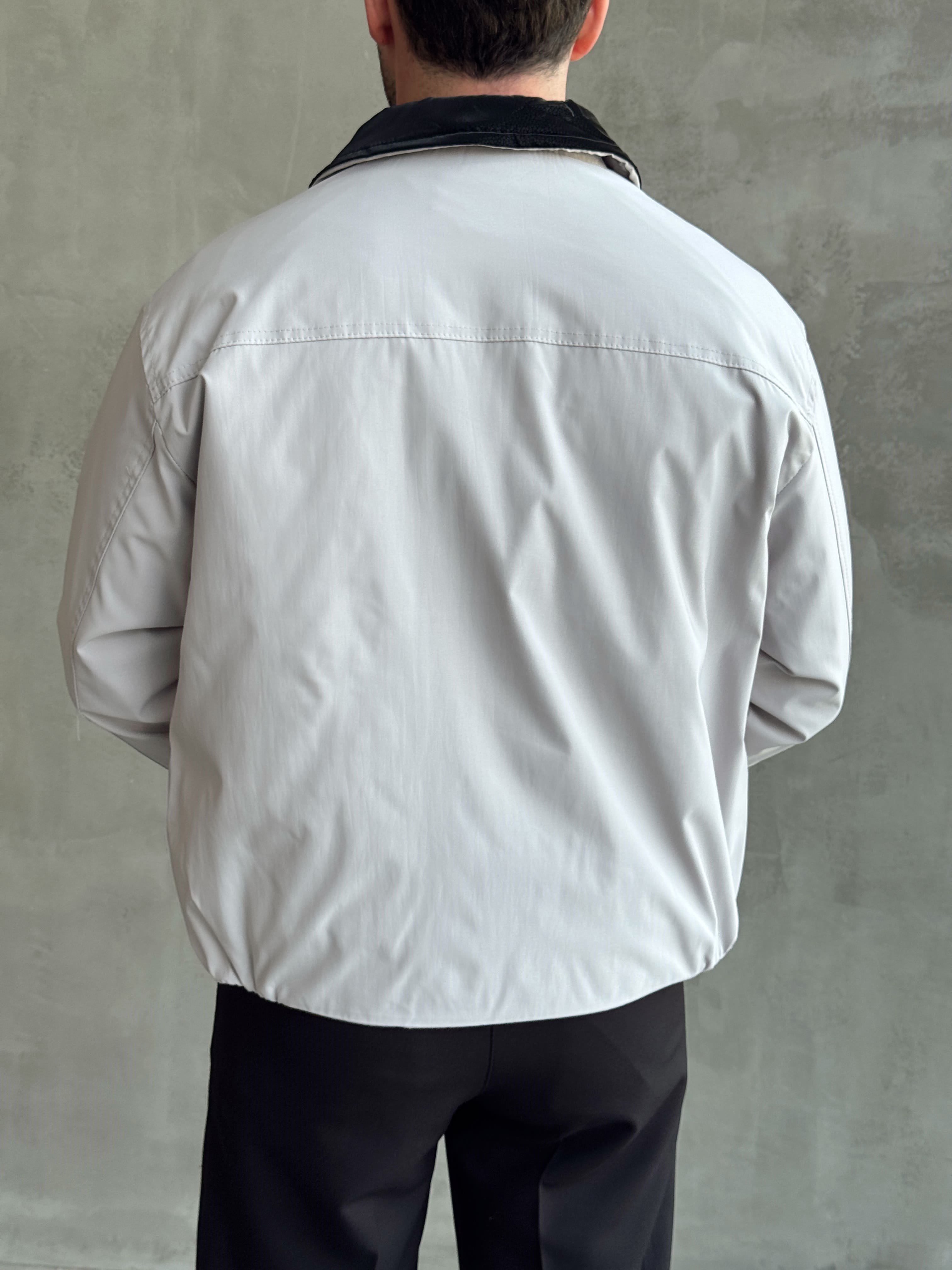 Erkek Yeni Sezon Regular Fit Kesim Yaka Detaylı Fermuar Cepli Dokuma Kumaş Ceket-Gri(E1799)Ketench