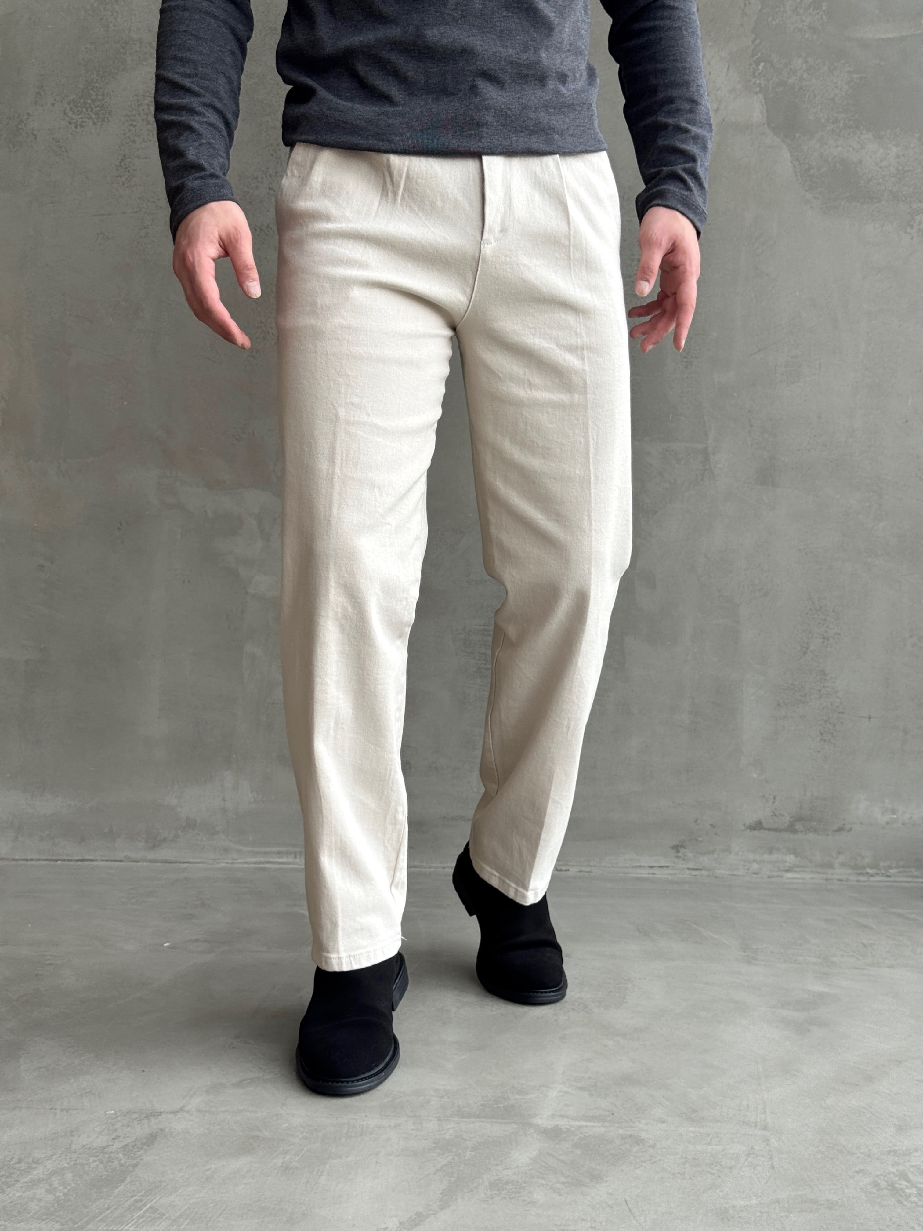 Erkek Yeni Sezon Regular Kalıp Gabardin Kumaş Kışlık Pantolon-Bej(E1848)Ketench