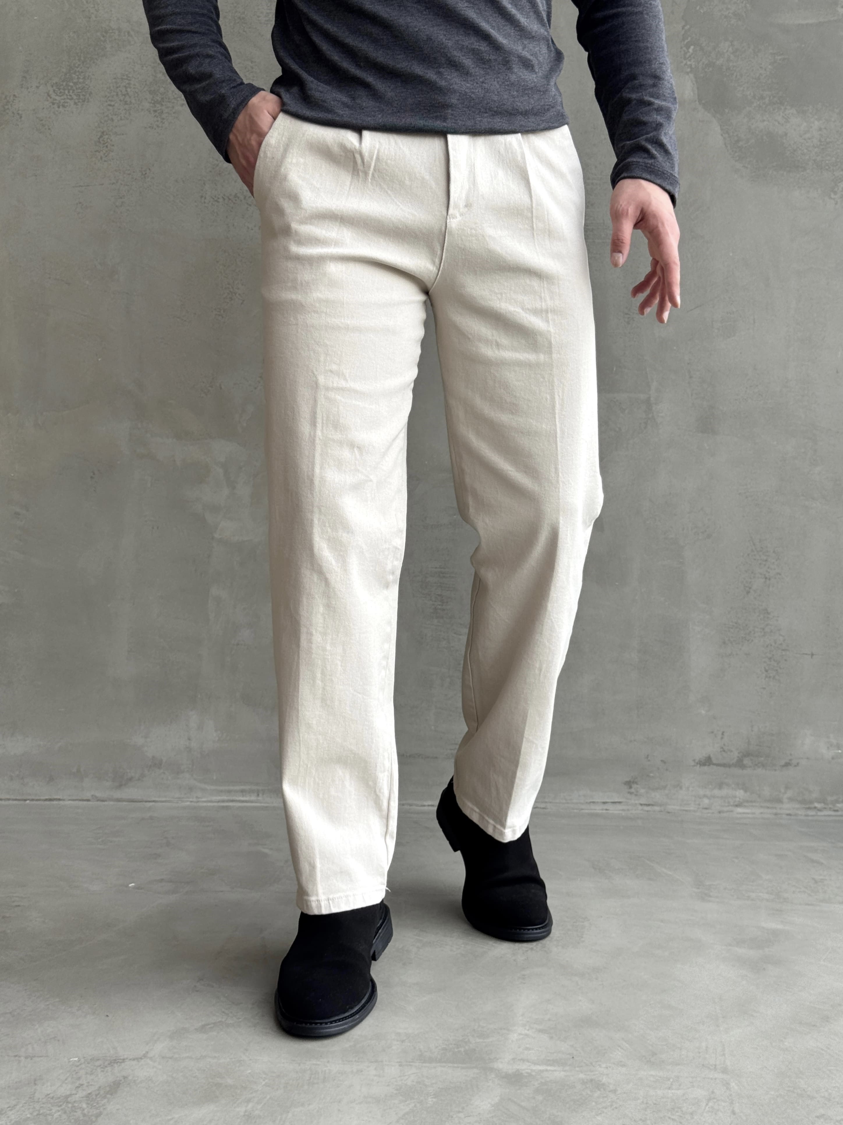 Erkek Yeni Sezon Regular Kalıp Gabardin Kumaş Kışlık Pantolon-Bej(E1848)Ketench