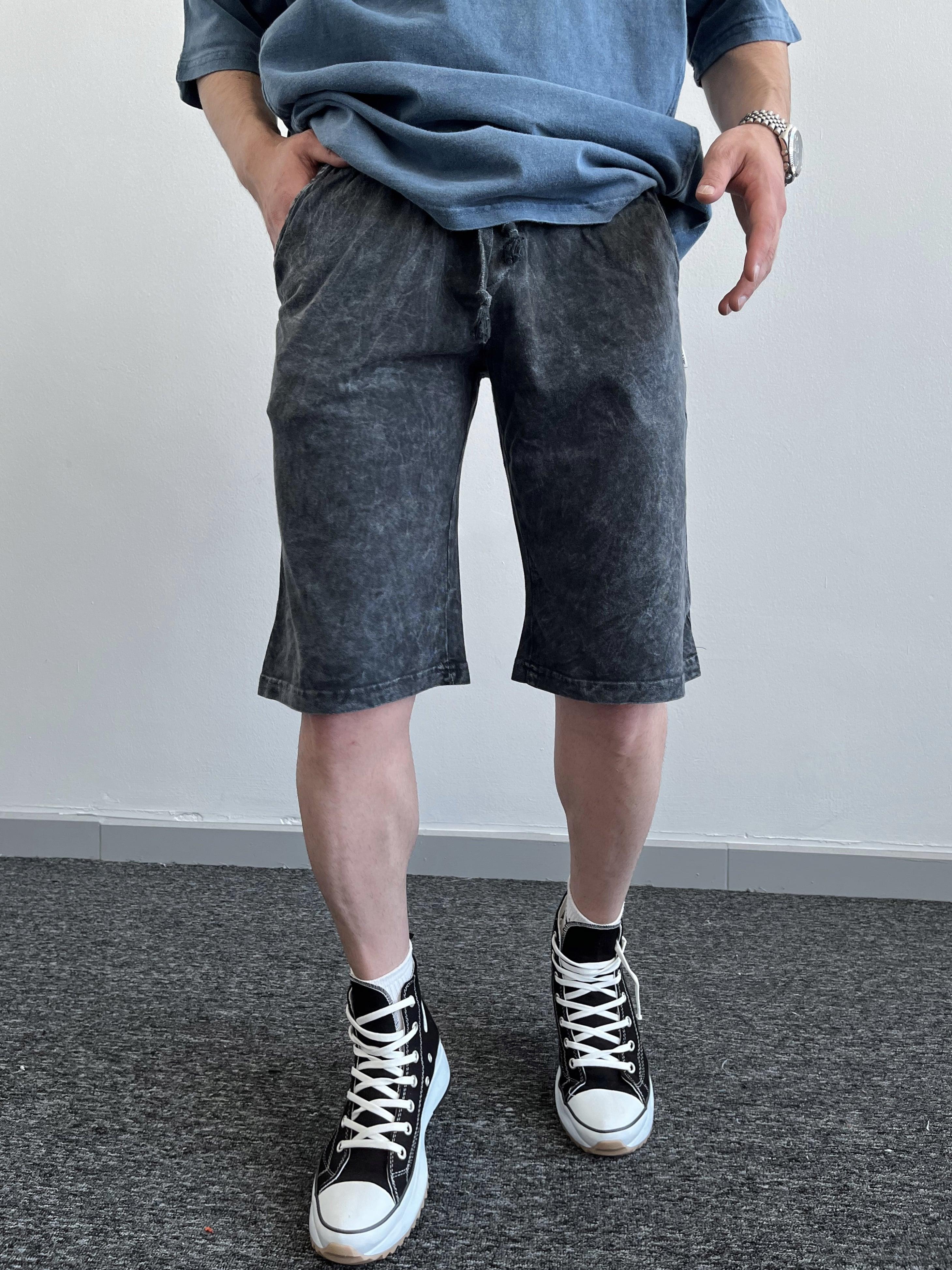 Erkek Yıkama Detay Regular Fit Örme Basic Şort-Antrasit(E1078)Ketench