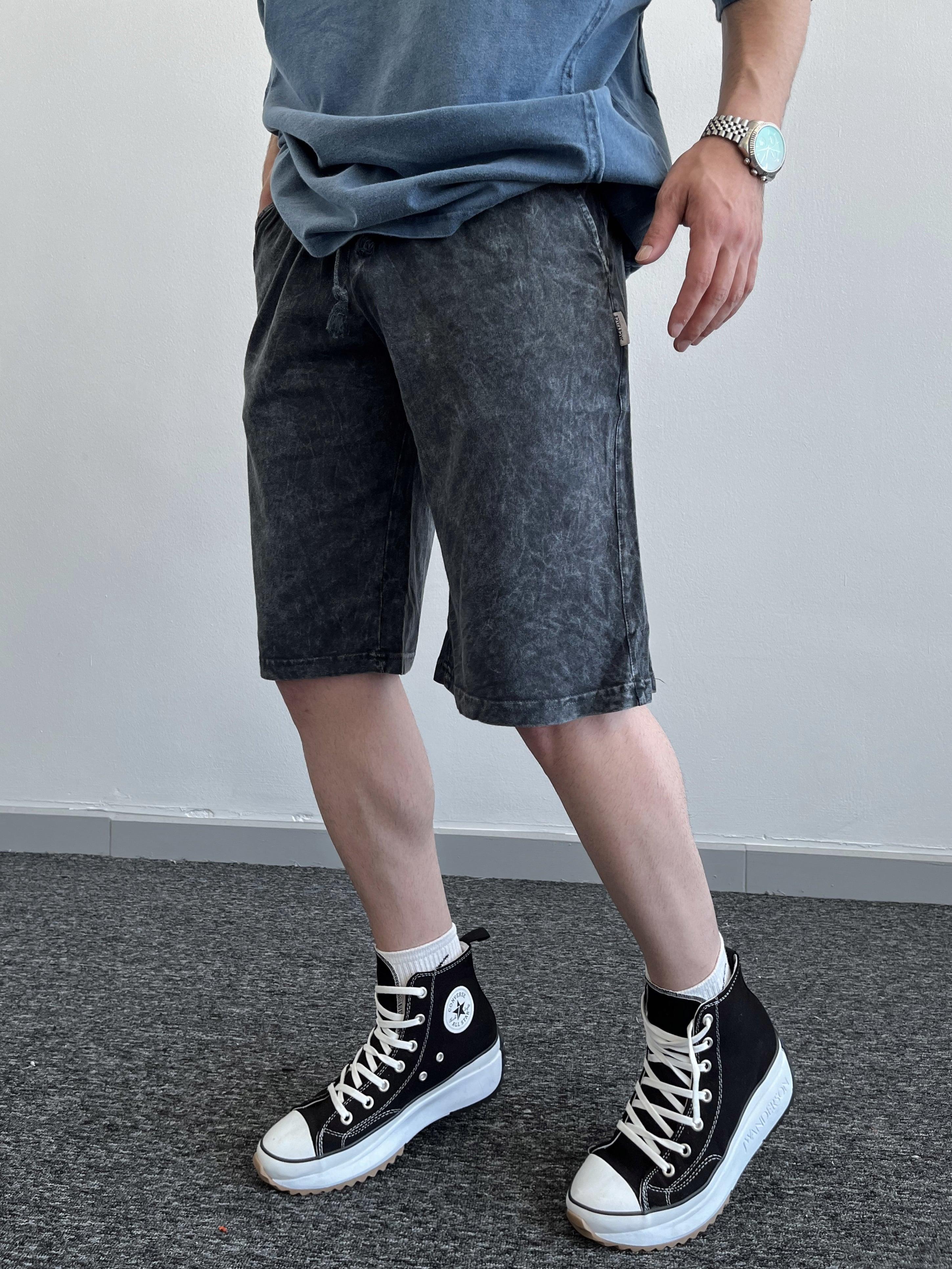 Erkek Yıkama Detay Regular Fit Örme Basic Şort-Antrasit(E1078)Ketench