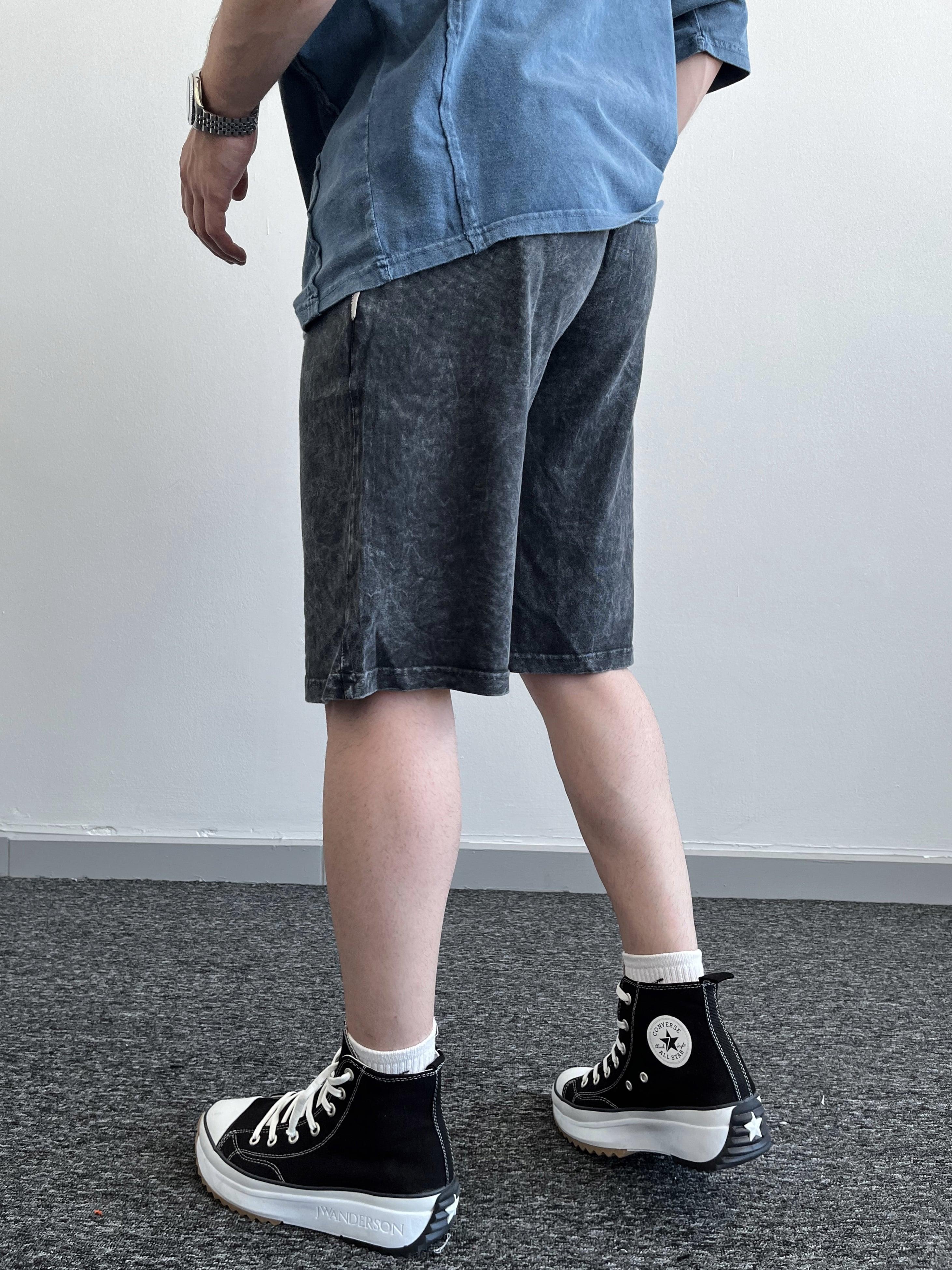 Erkek Yıkama Detay Regular Fit Örme Basic Şort-Antrasit(E1078)Ketench