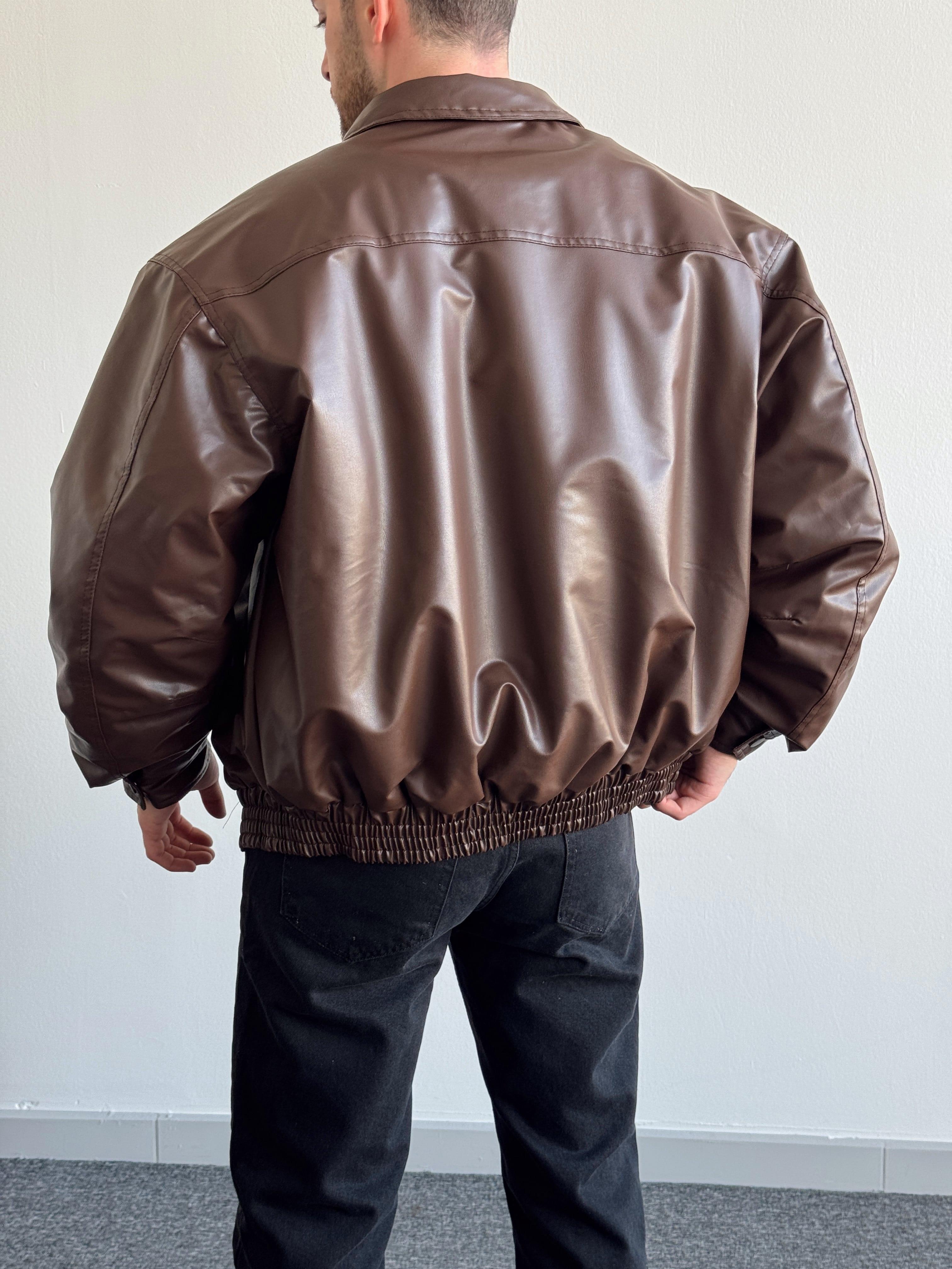 Erkek Yüksek Kalite İçi Astarlı Vintage Model Deri Ceket-Kahverengi(E1198)Ketench