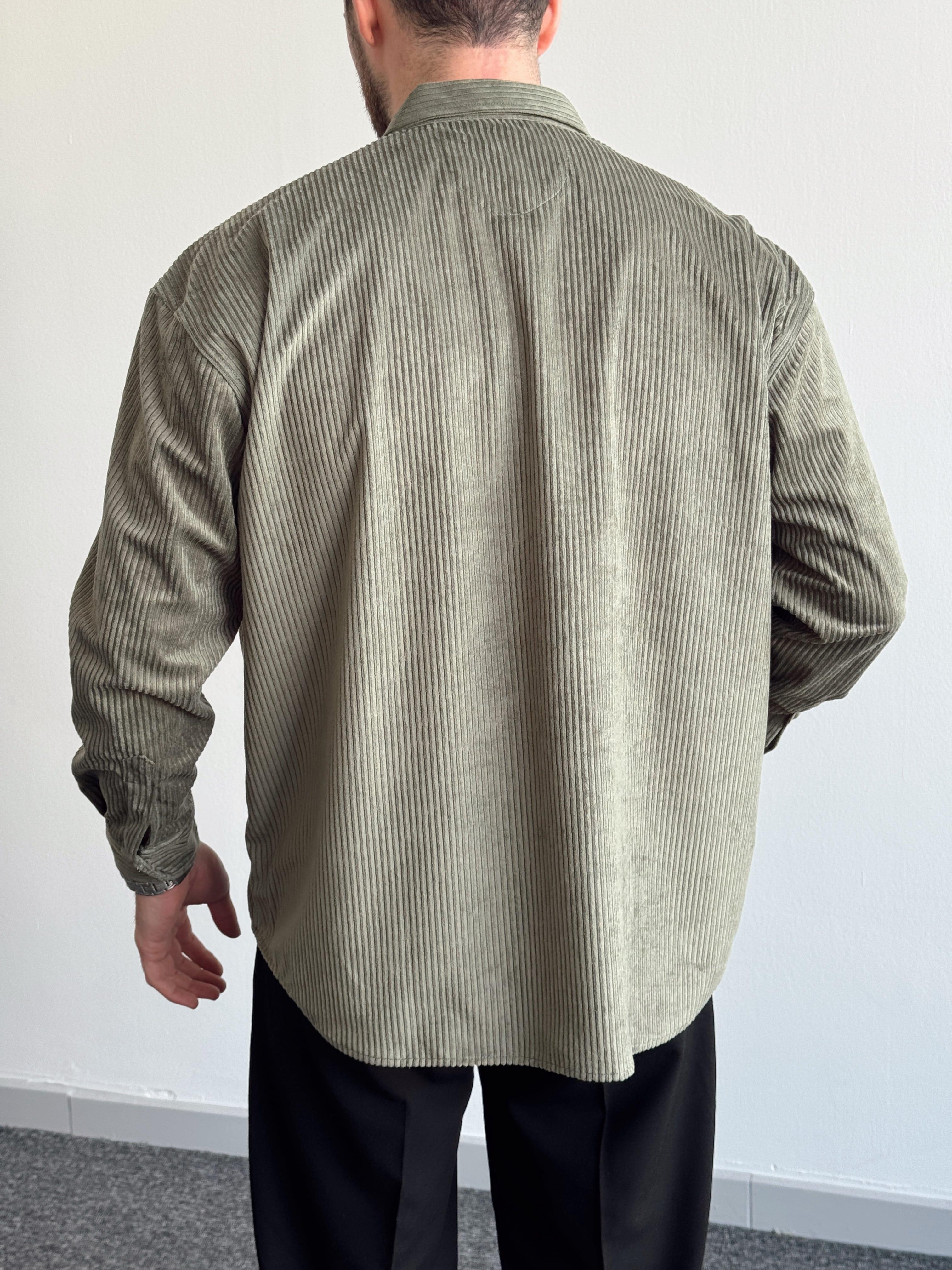 Erkek Yüksek Kalite Kalın Fitilli Oversize Kadife Gömlek-Mint(E1181)Ketench