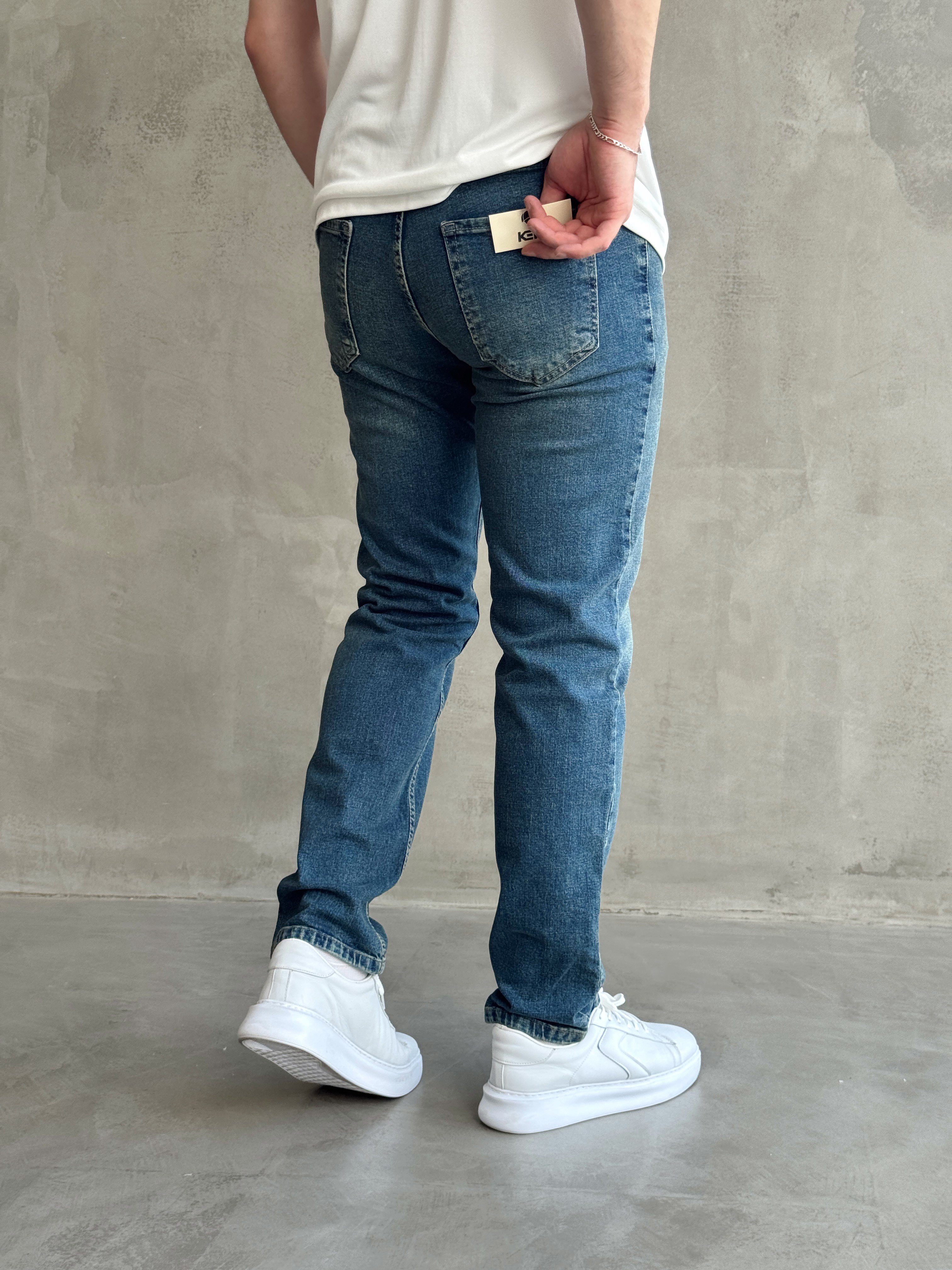 Erkek Yüksek Kalite Yıkamalı Taşlı Regular Kalıp Kot Pantolon Jeans-Retro(E1596) TD:672Ketench