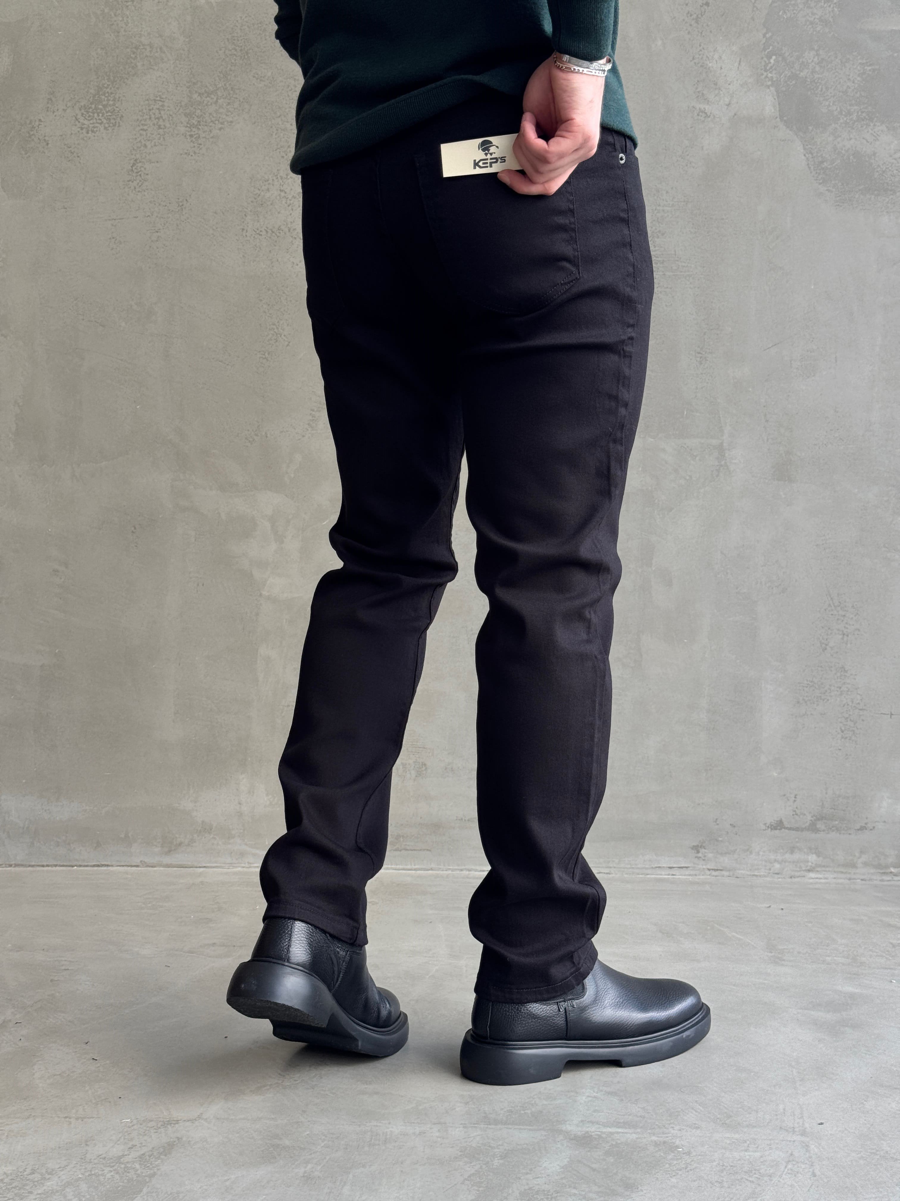 Erkek Yüksek Kalite Yıkamalı Taşlı Regular Kalıp Kot Pantolon Jeans-Siyah(E1596) TD:296Ketench