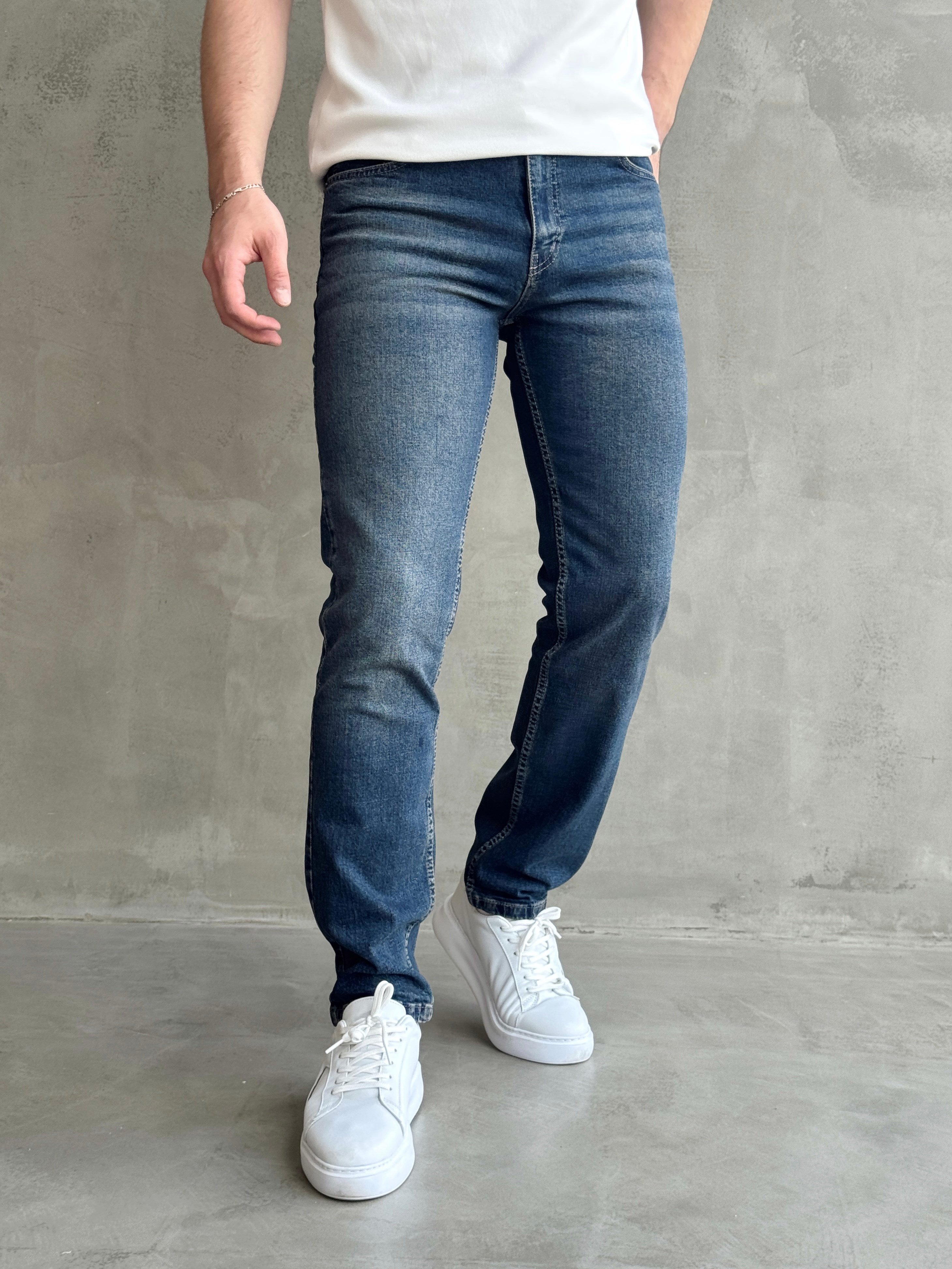 Erkek Yüksek Kalite Yıkamalı Taşlı Regular Kalıp Kot Pantolon Jeans-Rewind(E1596) TD:675Ketench