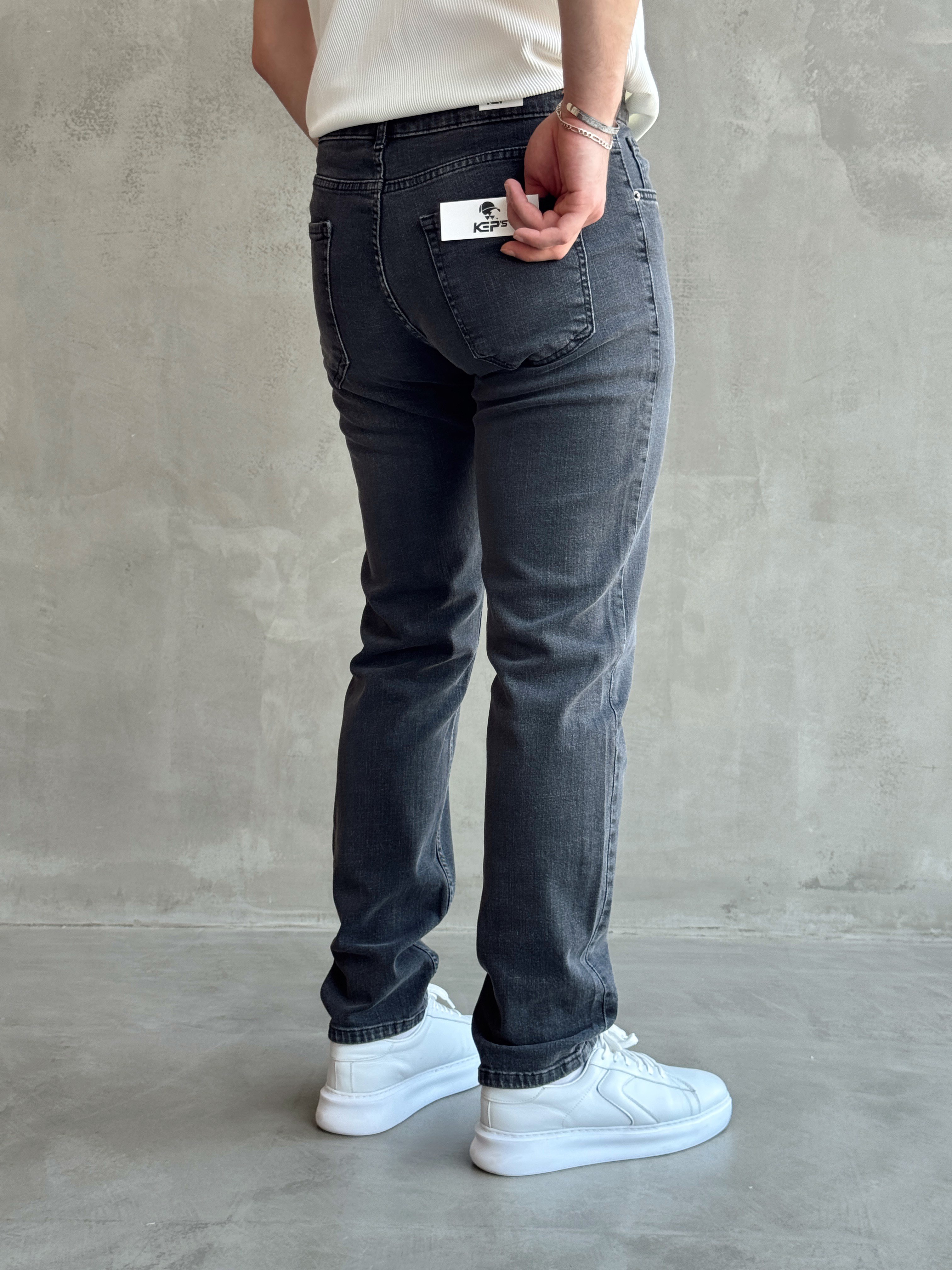 Erkek Yüksek Kalite Yıkamalı Taşlı Regular Kalıp Kot Pantolon Jeans-Washed Grey(E1596) TD:666Ketench