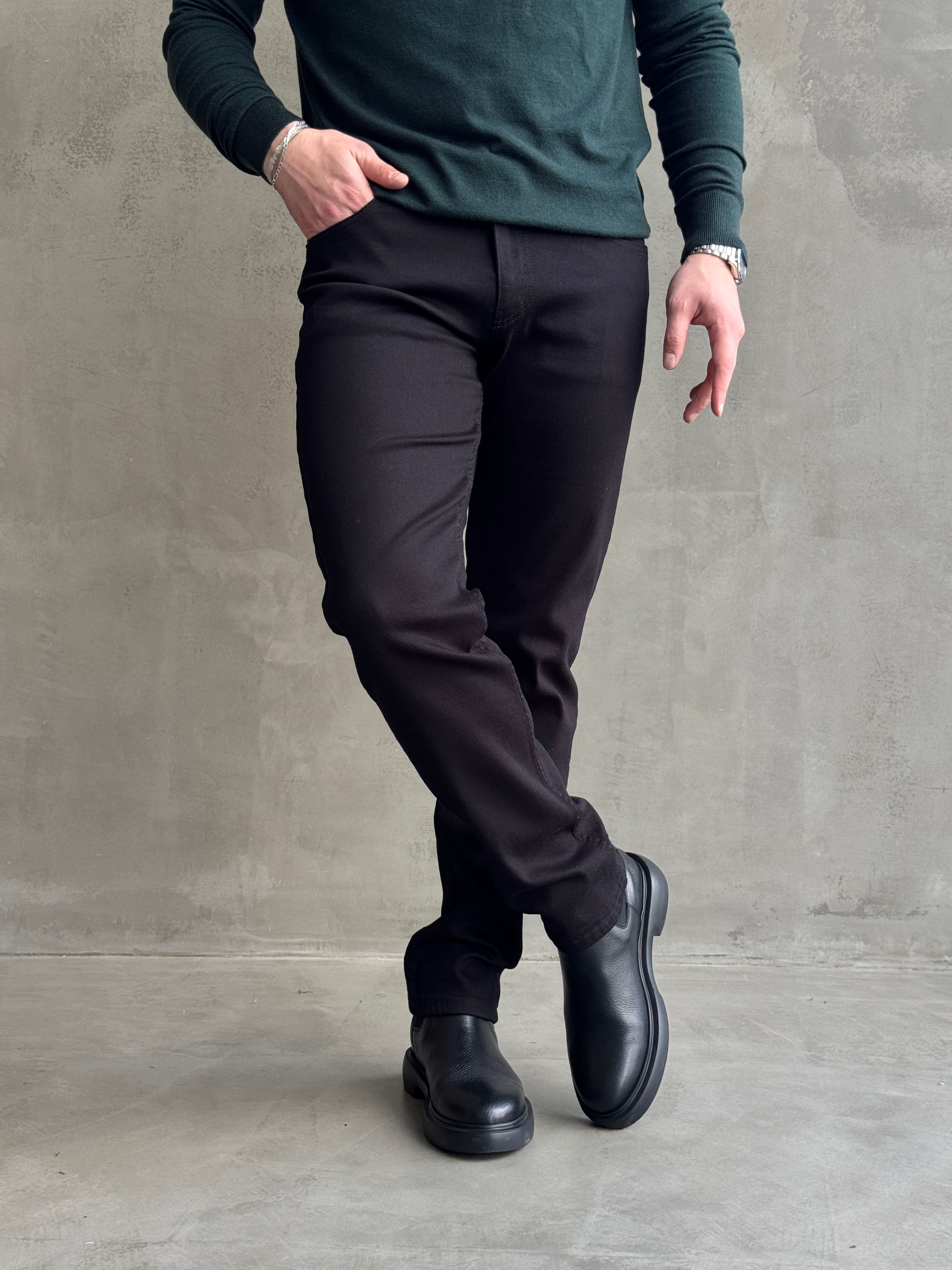 Erkek Yüksek Kalite Yıkamalı Taşlı Regular Kalıp Kot Pantolon Jeans-Siyah(E1596) TD:296Ketench