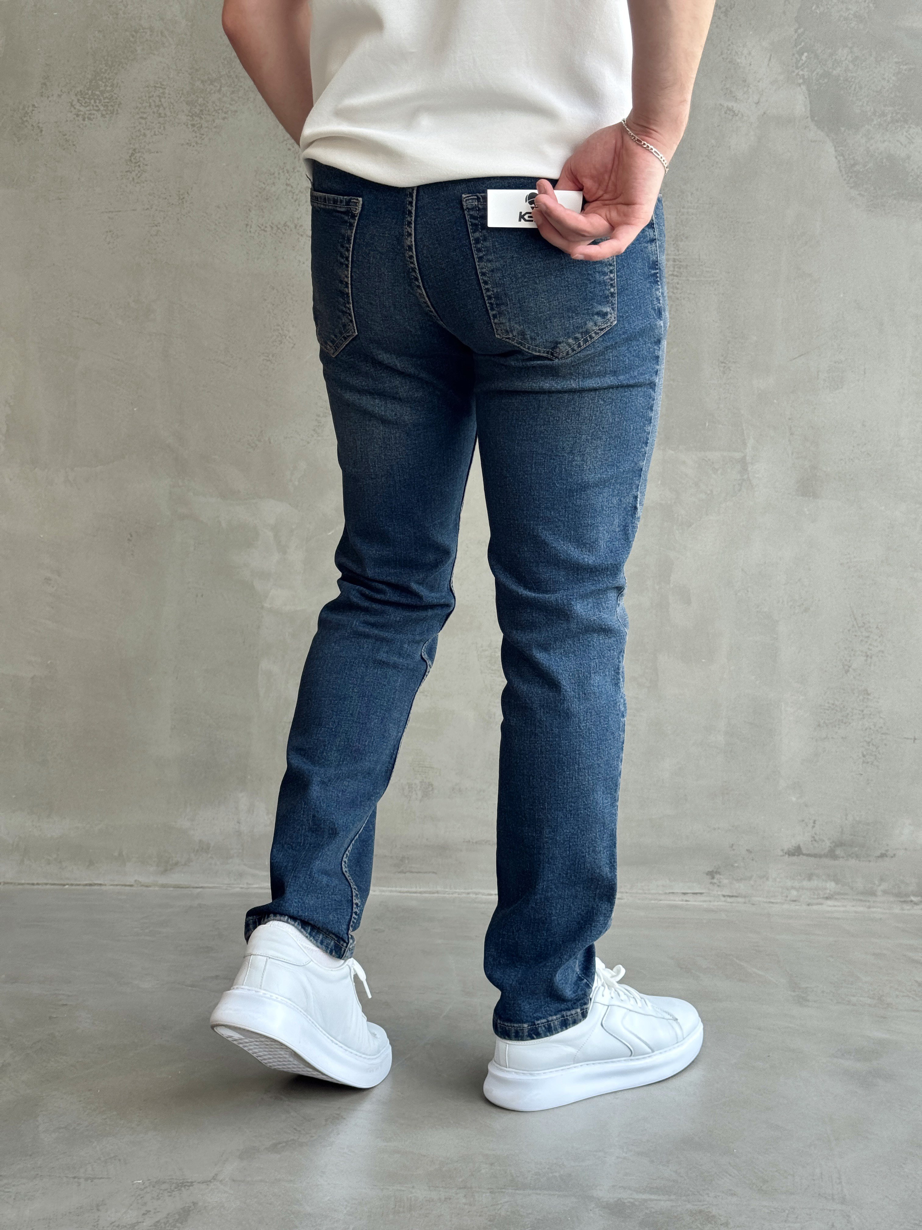 Erkek Yüksek Kalite Yıkamalı Taşlı Regular Kalıp Kot Pantolon Jeans-Rewind(E1596) TD:675Ketench