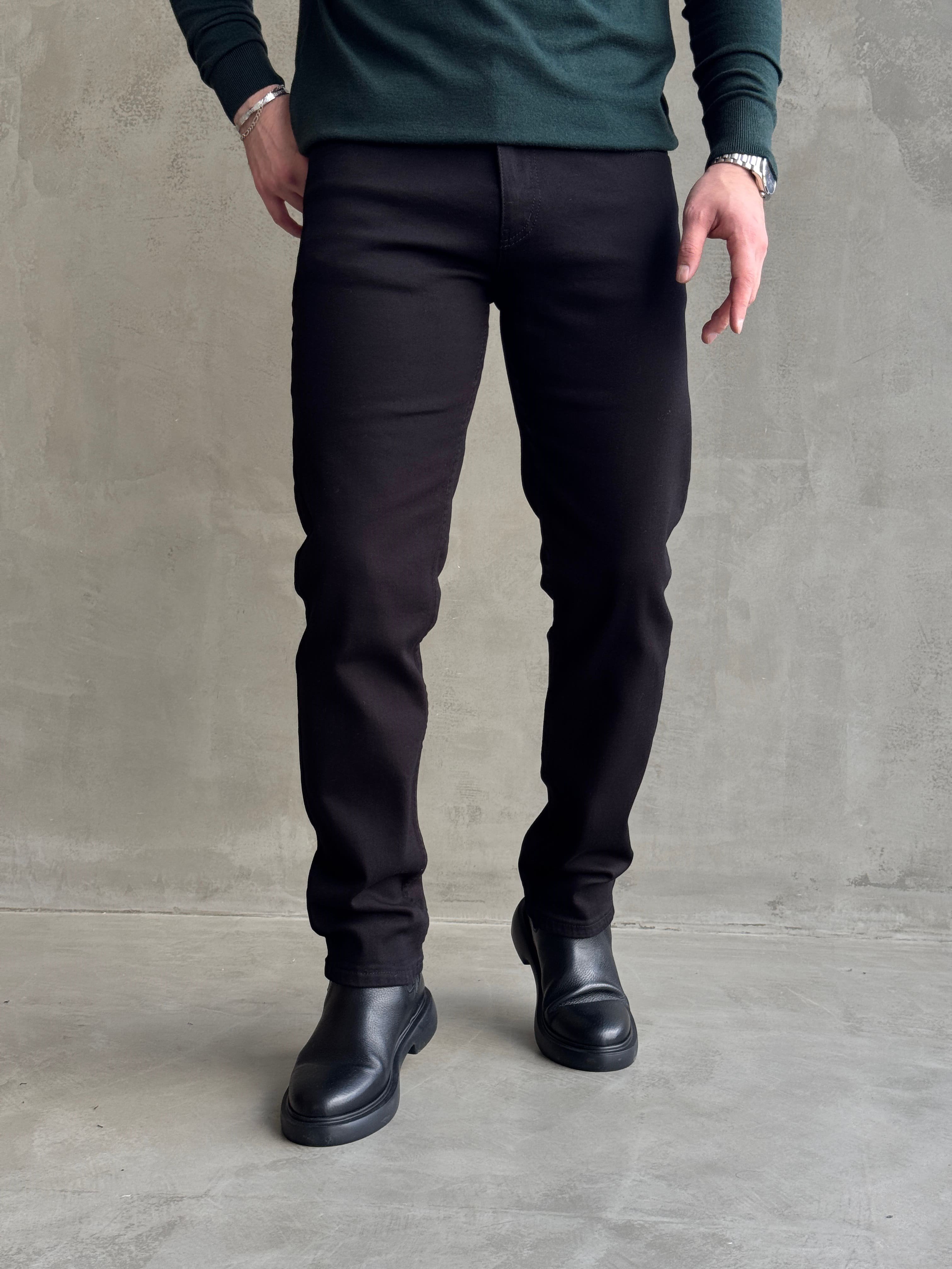 Erkek Yüksek Kalite Yıkamalı Taşlı Regular Kalıp Kot Pantolon Jeans-Siyah(E1596) TD:296Ketench