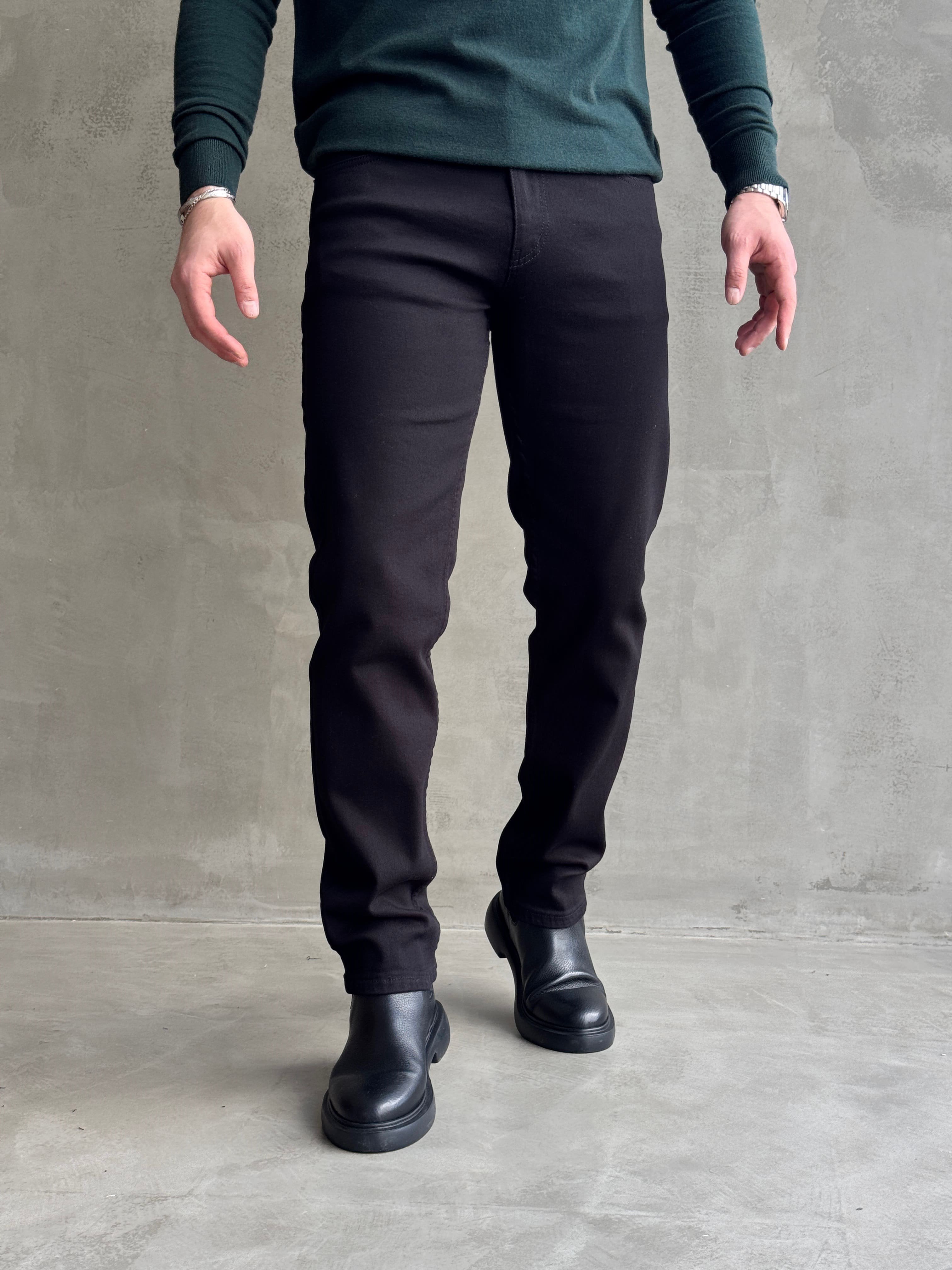 Erkek Yüksek Kalite Yıkamalı Taşlı Regular Kalıp Kot Pantolon Jeans-Siyah(E1596) TD:296Ketench
