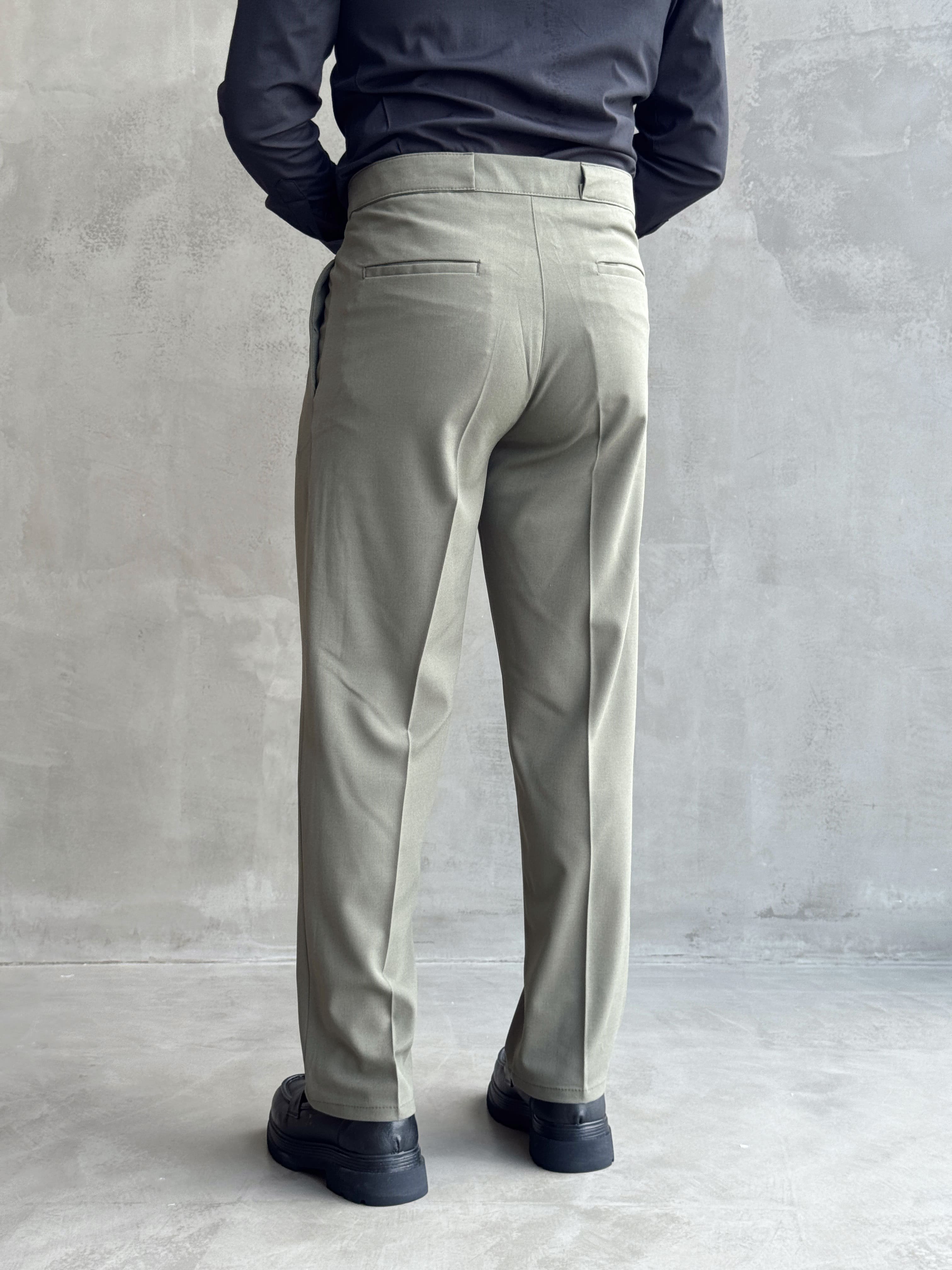 Erkek Zamansız Model Gizli Kemer Detay Baggy Kalıp Kumaş Pantolon-Çağla(E1771)Ketench