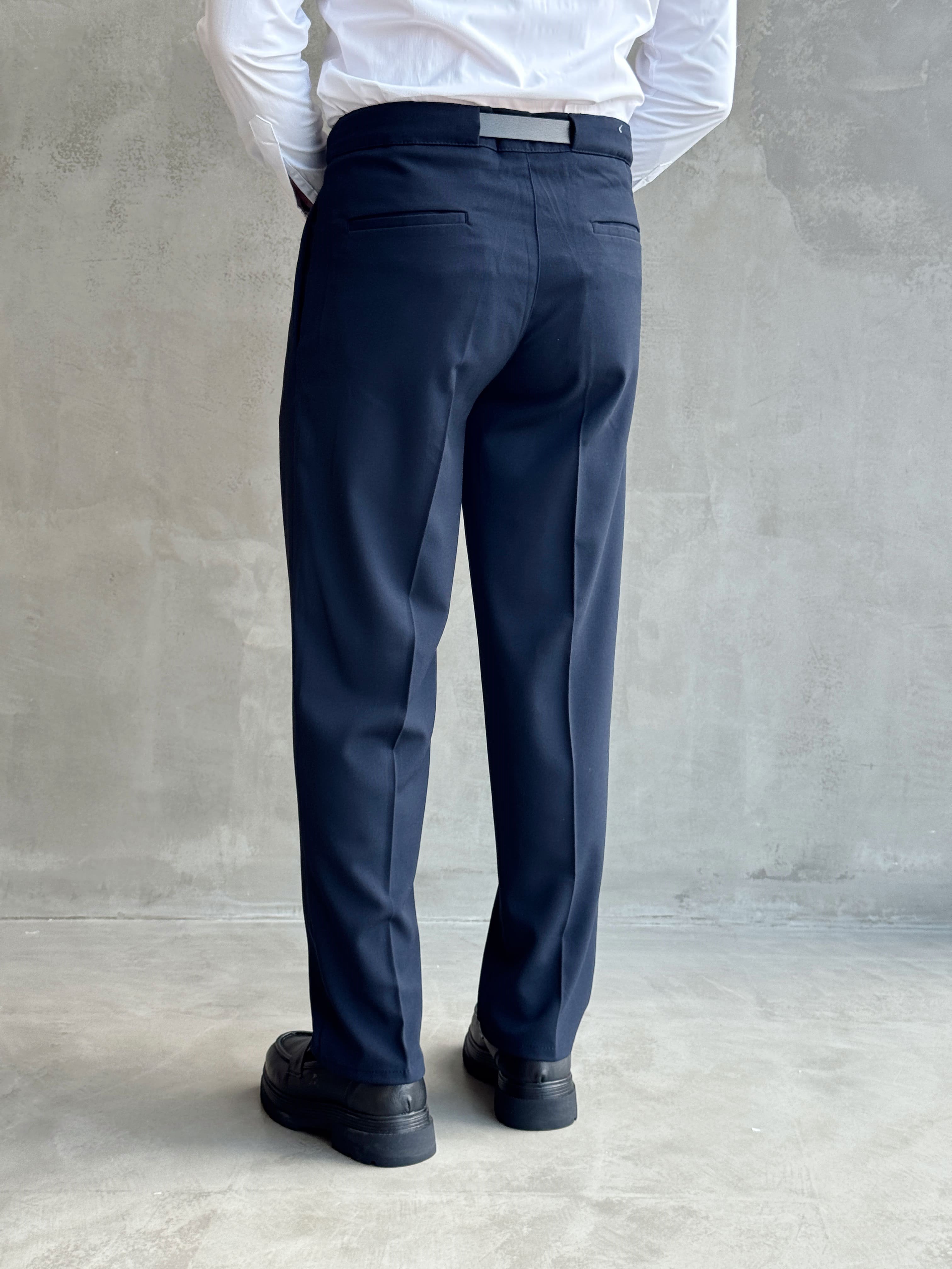 Erkek Zamansız Model Gizli Kemer Detay Baggy Kalıp Kumaş Pantolon-Lacivert(E1771)Ketench