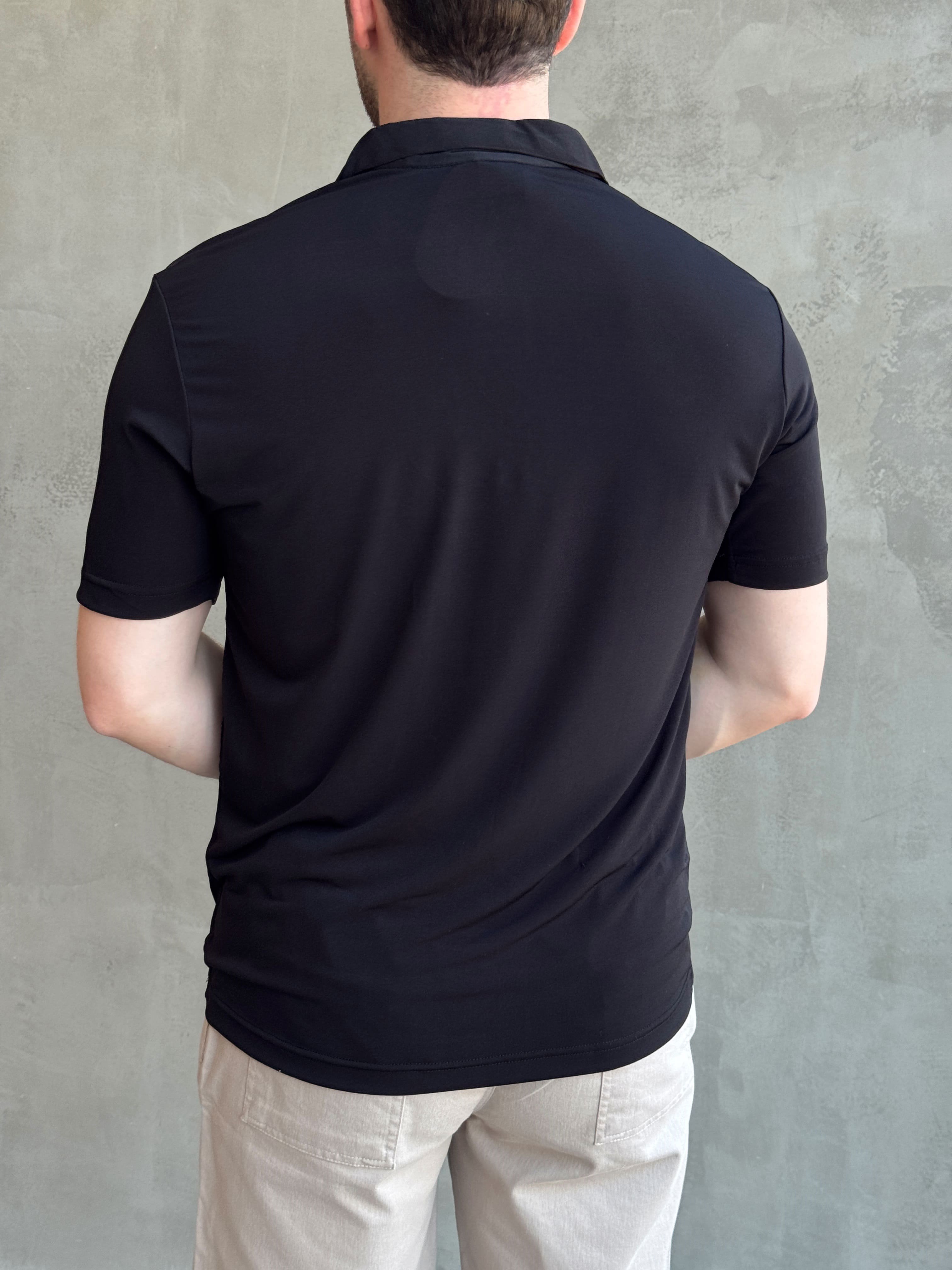 Erkek Zamansız Model Oversize Kalıp Fermuar Detaylı Polo Yaka T-Shirt-Siyah(E1744)Ketench