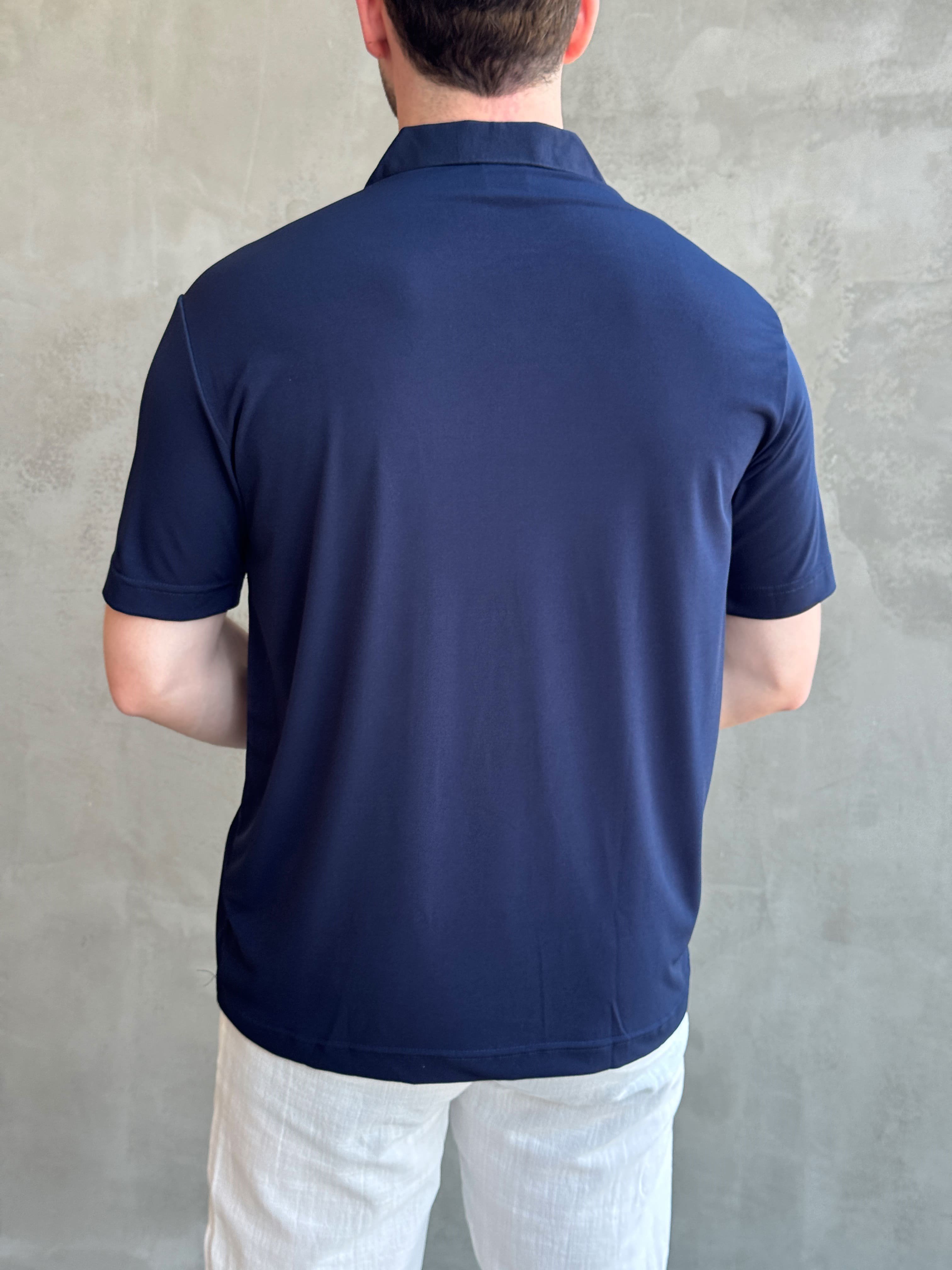 Erkek Zamansız Model Oversize Kalıp Fermuar Detaylı Polo Yaka T-Shirt-Lacivert(E1744)Ketench