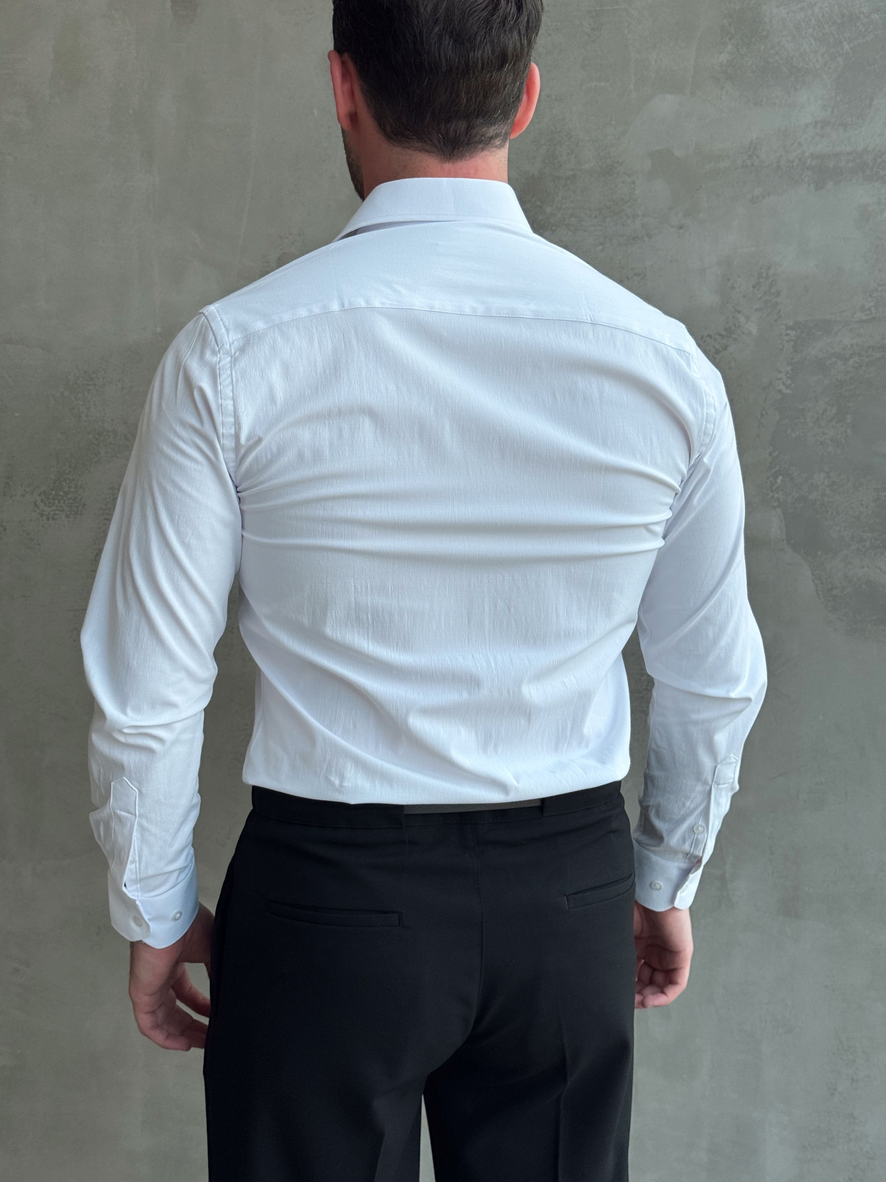 Erkek Zamansız Model Regular Fit Özel Kumaş Classic Gömlek-Beyaz(E1770)Ketench