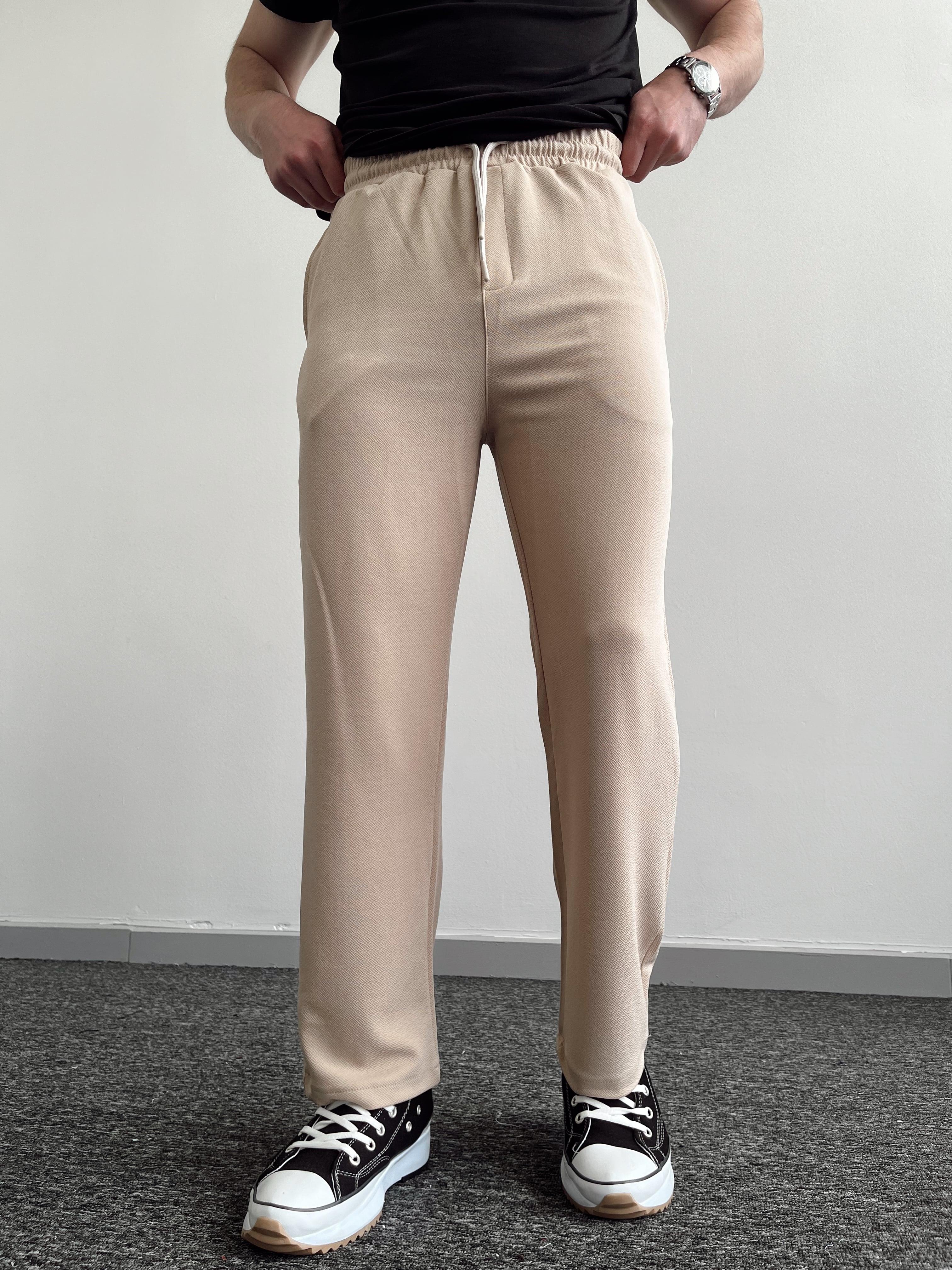 Erkek ZR Model Beli Lastikli Normal Paça ZR Kumaş Baggy Pantolon-Bej(E1067)Ketench